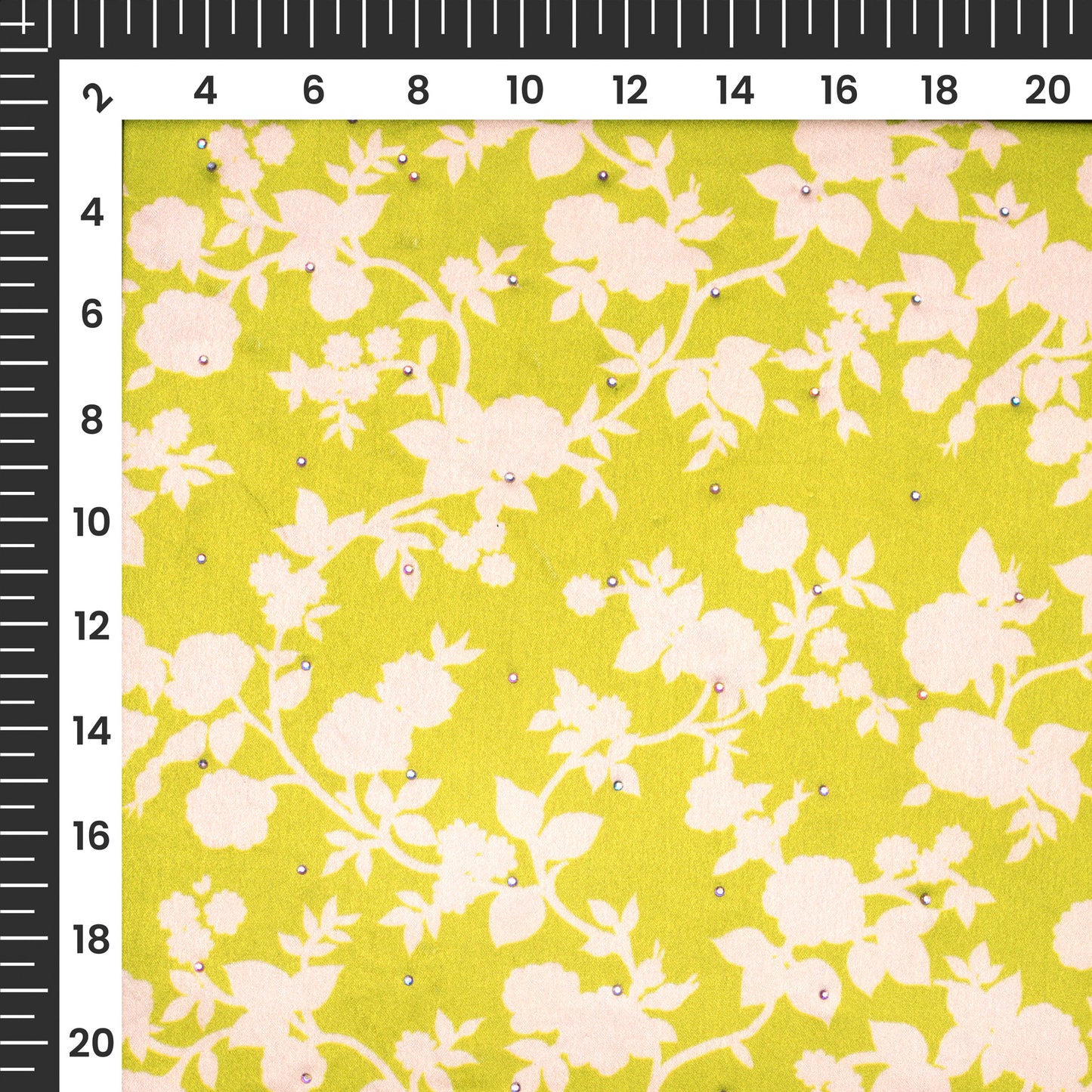 Floral Fantasia Digital Print Premium Swarovski Handwork Japan Satin Fabric