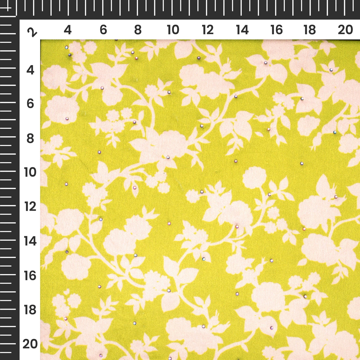 Floral Fantasia Digital Print Premium Swarovski Handwork Japan Satin Fabric