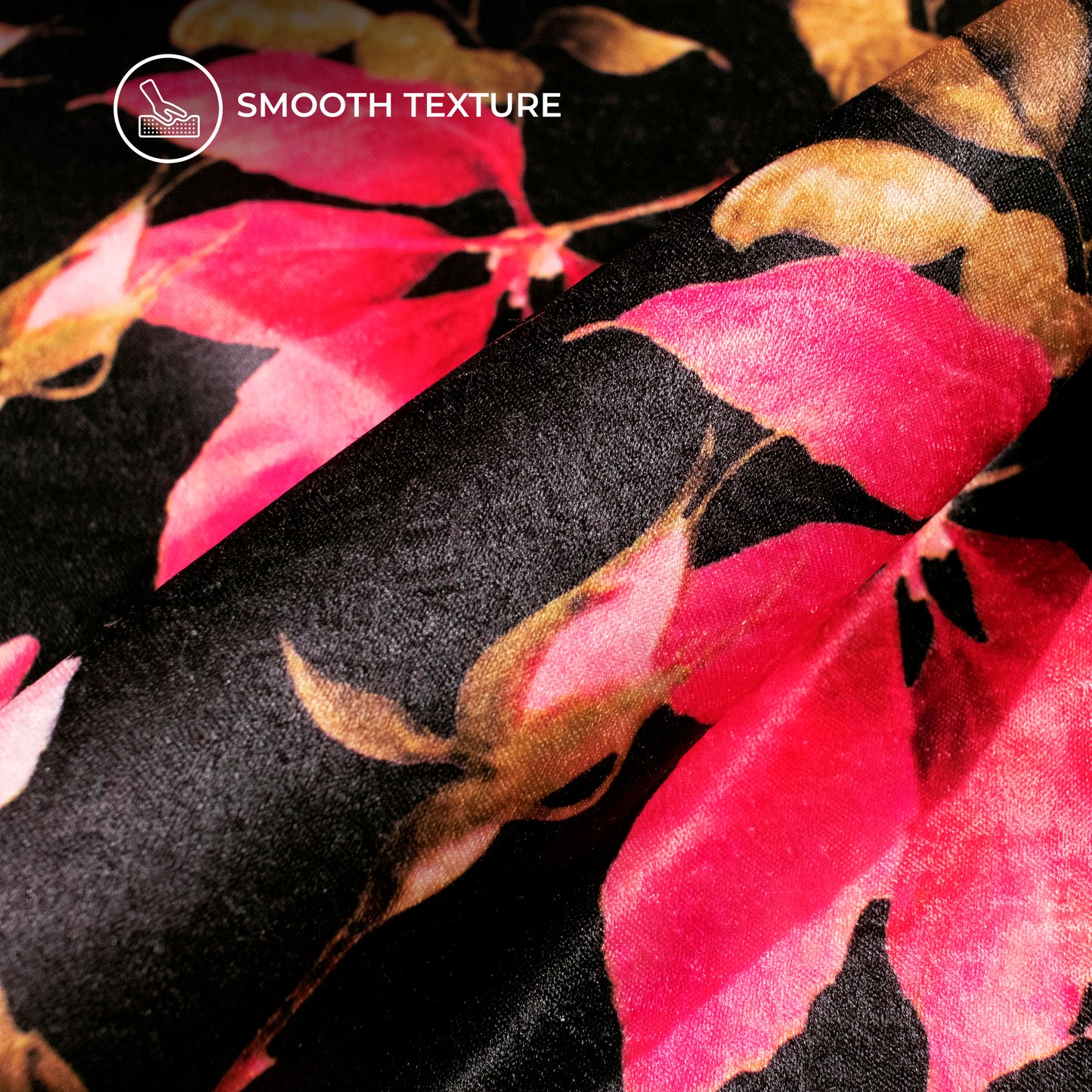 Vintage Floral Magic On Digital Print Lush Satin Fabric