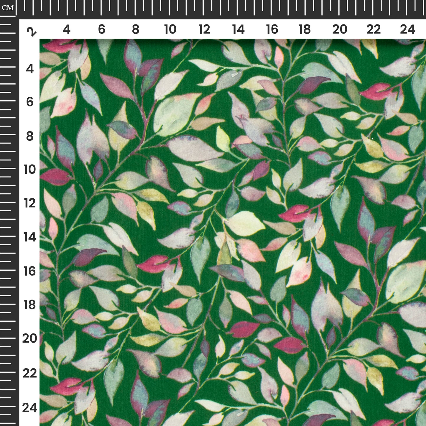 Green Leaf Digital Print Modal Satin Fabric