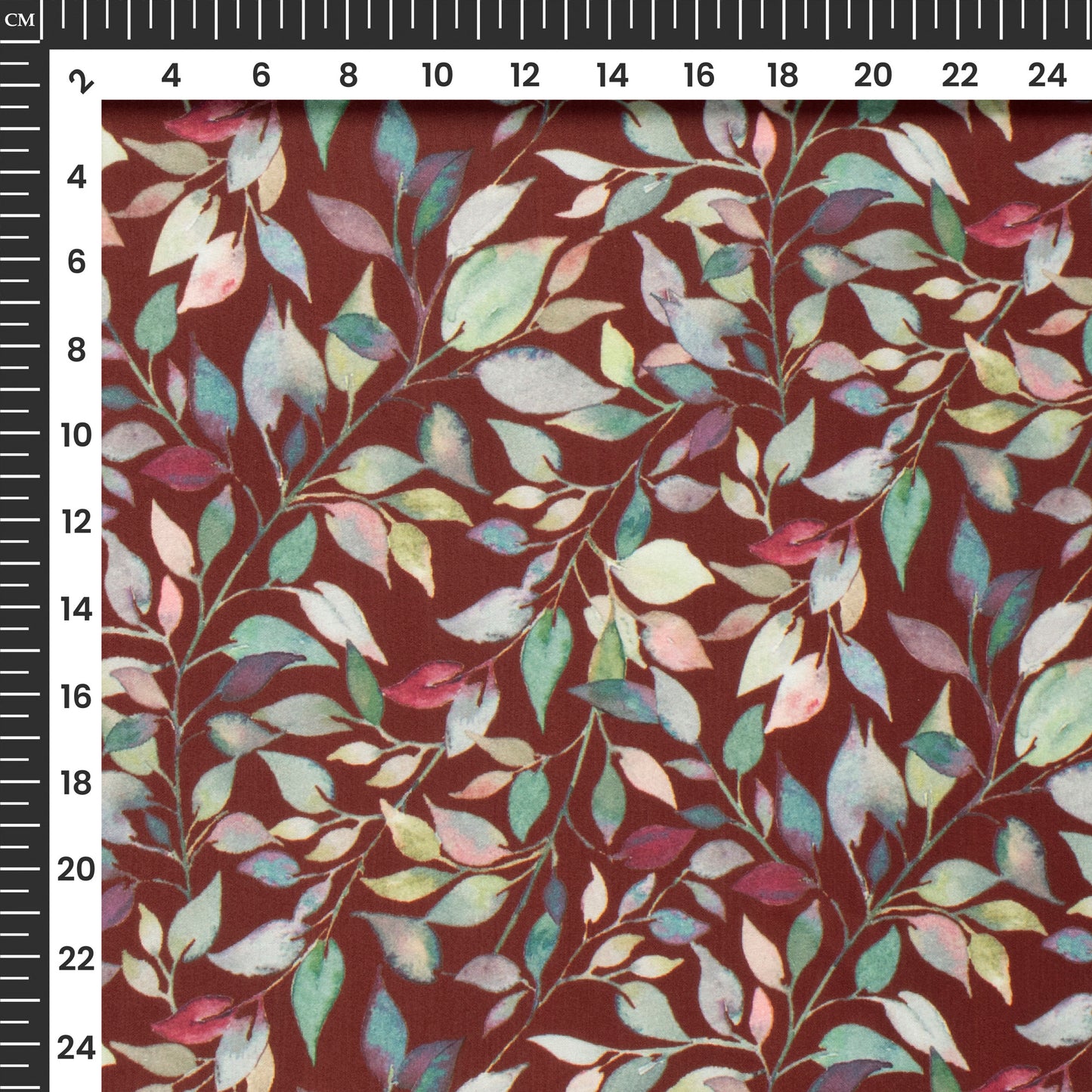 Sepie brown Leaf Digital Print Modal Satin Fabric