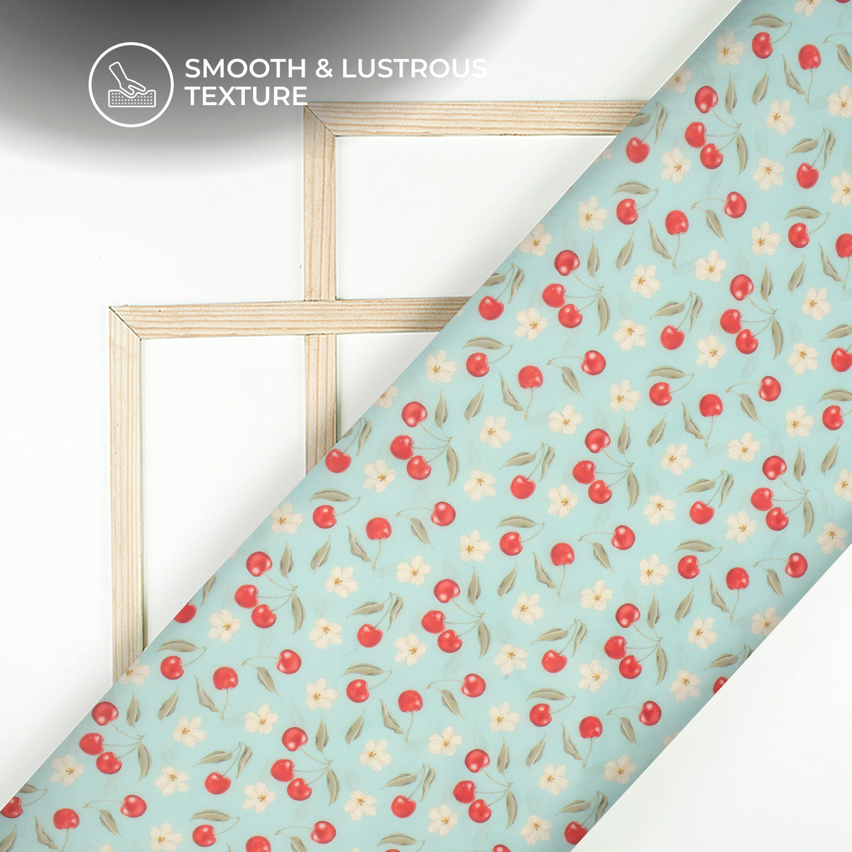 Sky Blue Floral Digital Print Organza Satin Fabric