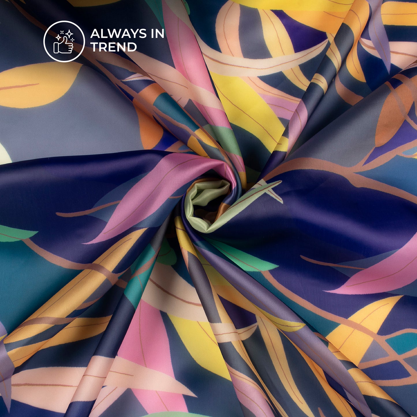 Multi-Color Leaf Digital Print Organza Satin Fabric