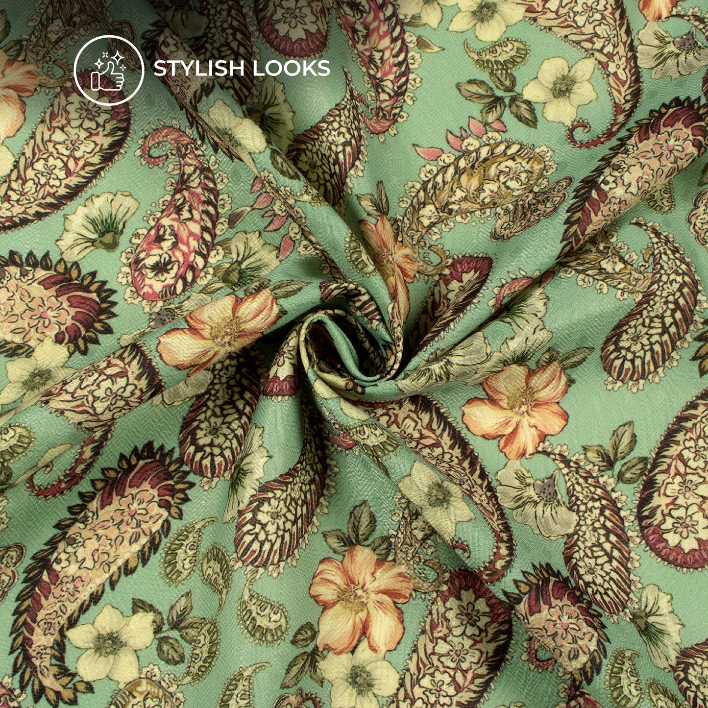 Floral Digital Print Elegant Blend Pashmina Fabric