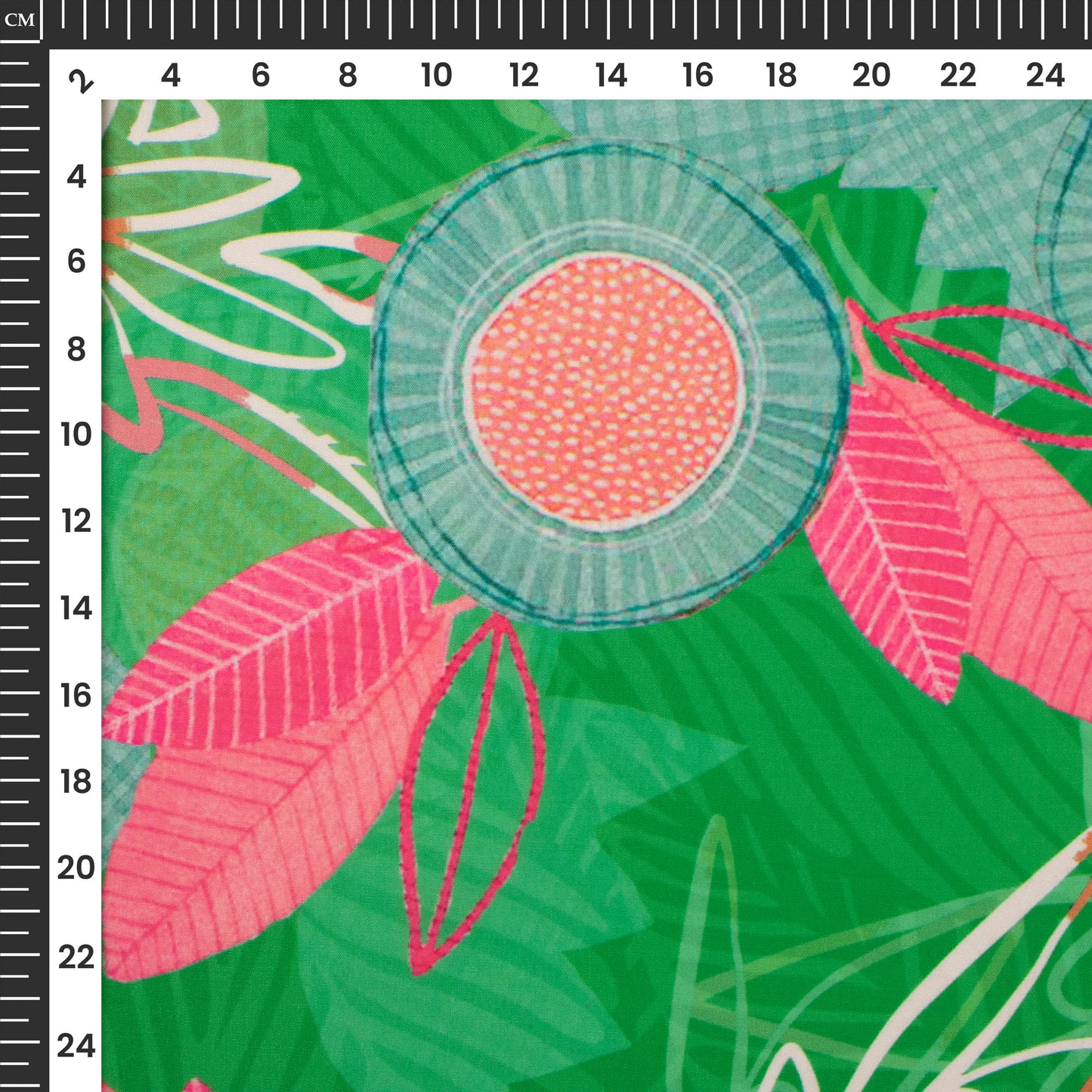 Expressive Green Abstract Floral Digital Print Muslin Fabric
