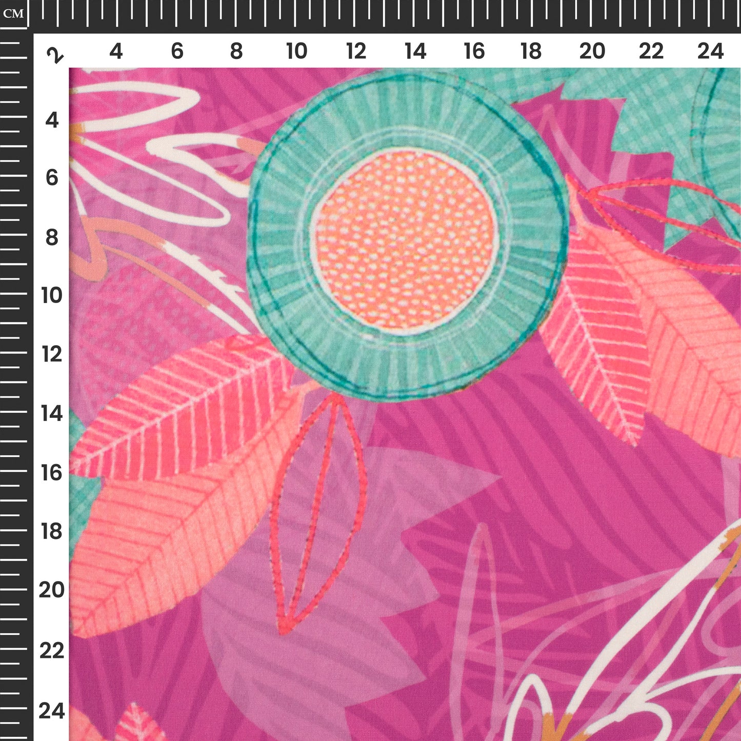 Expressive Pink Abstract Floral Digital Print Muslin Fabric