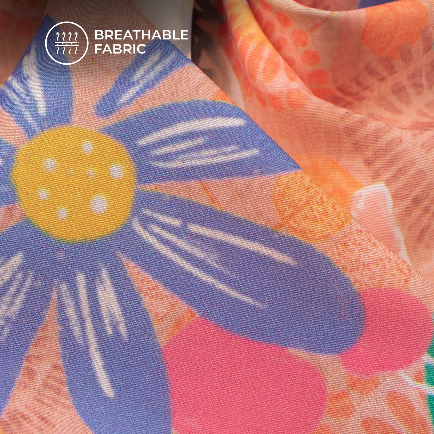 Trendy Abstract Floral Digital Print Muslin Fabric