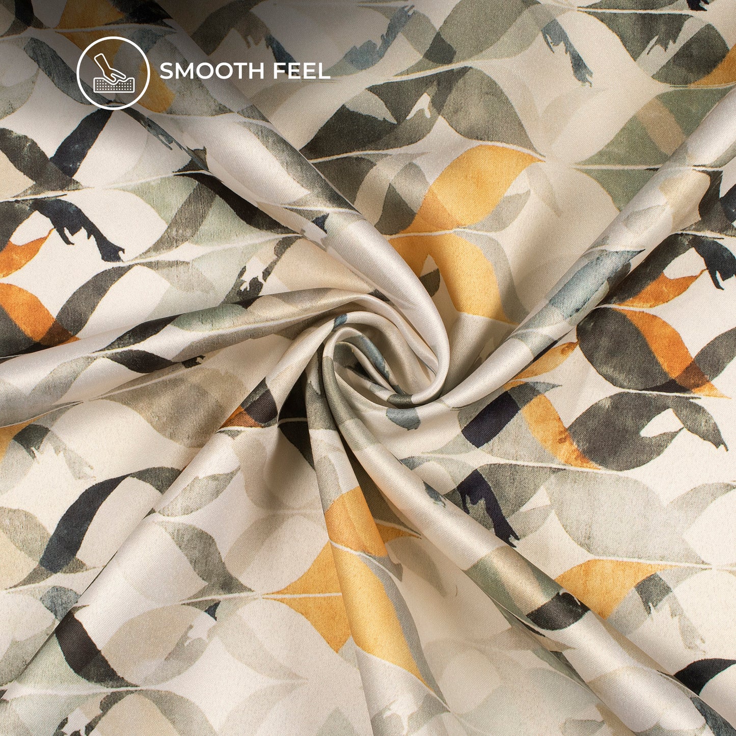 Forest Green Geometric Digital Print Charmeuse Satin Fabric (Width 58 Inches)