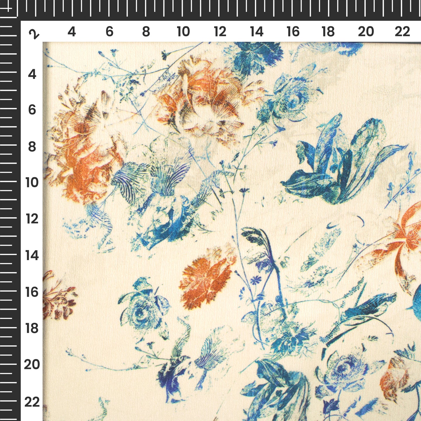 Savoury Beige Floral Digital Print Chiffon Satin Fabric