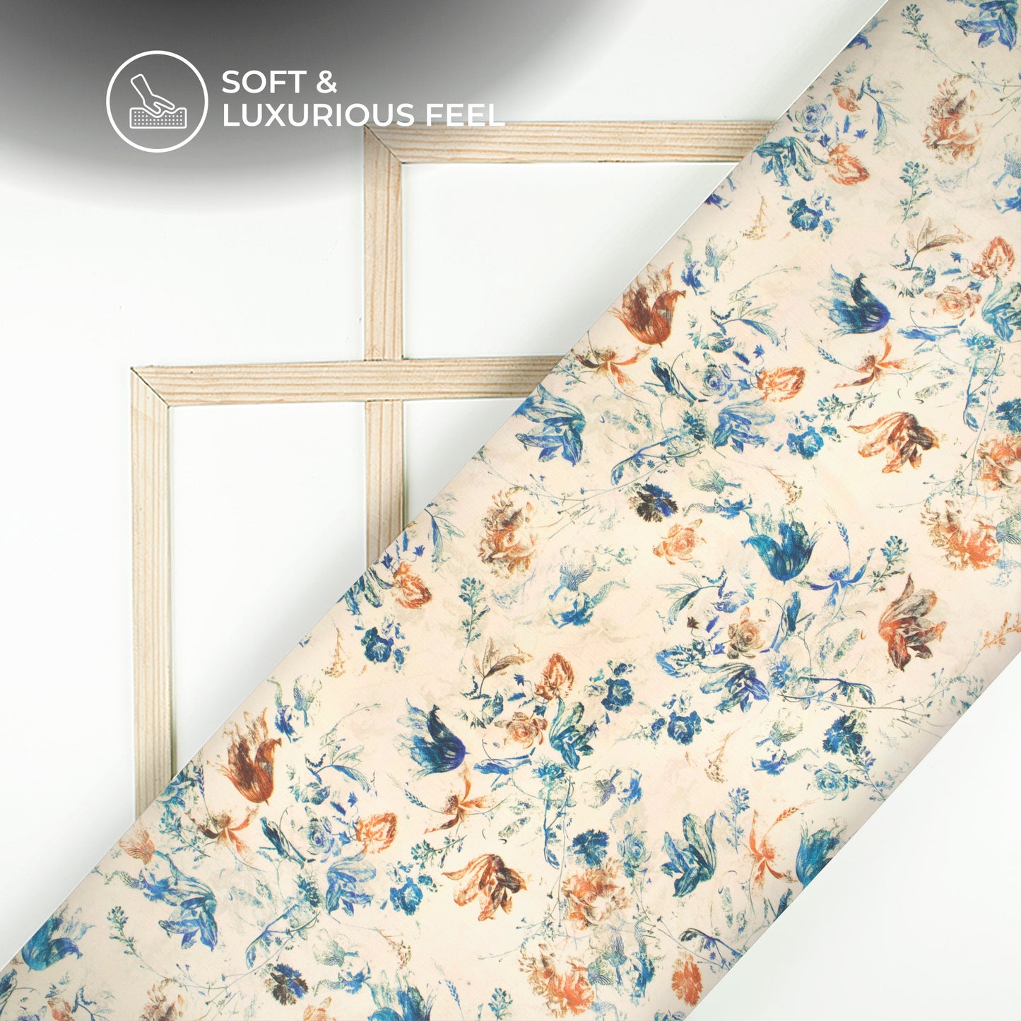 Savoury Beige Floral Digital Print Chiffon Satin Fabric