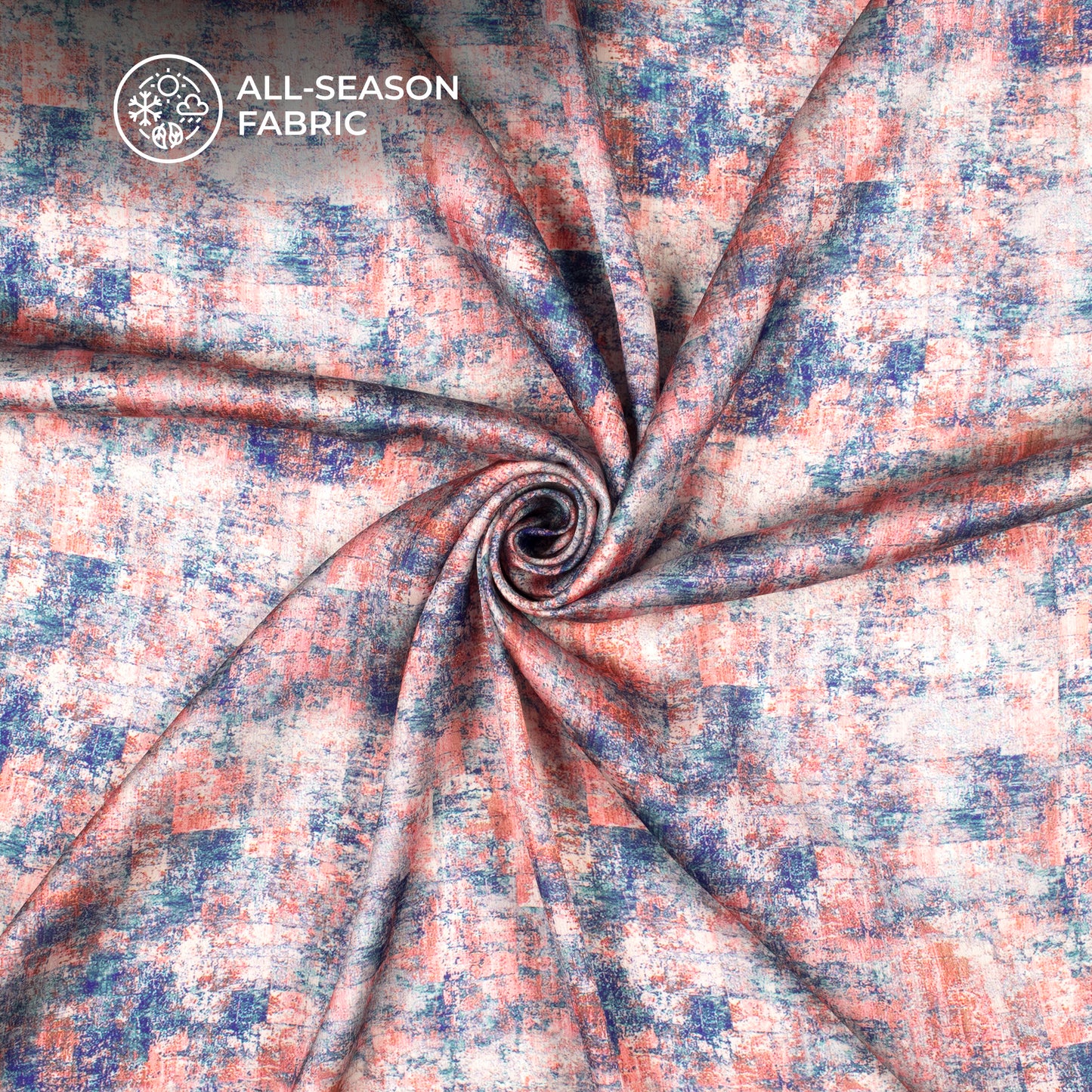 Watermelon Pink Abstract Tye And Dye Digital Print Chiffon Satin Fabric