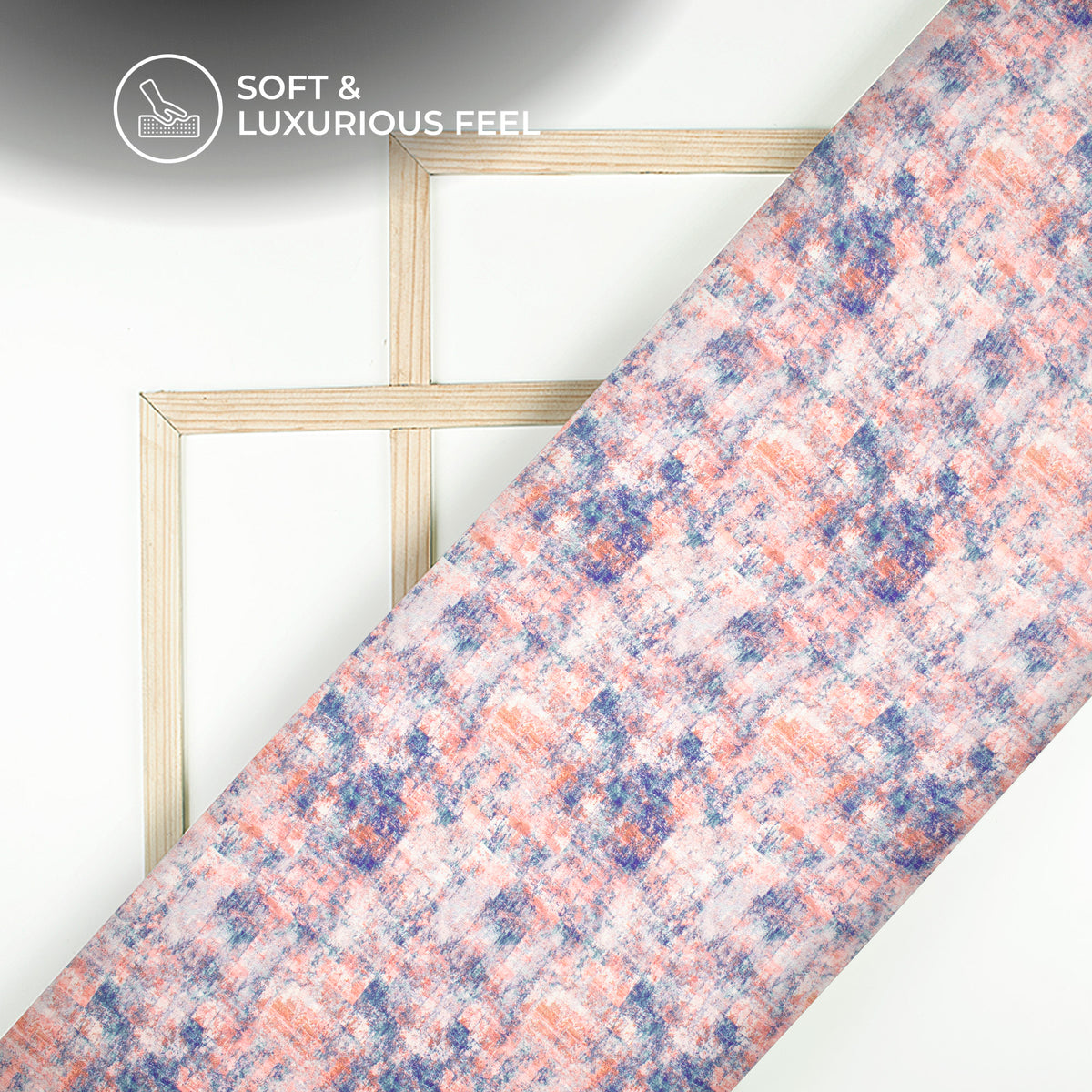 Watermelon Pink Abstract Tye And Dye Digital Print Chiffon Satin Fabric