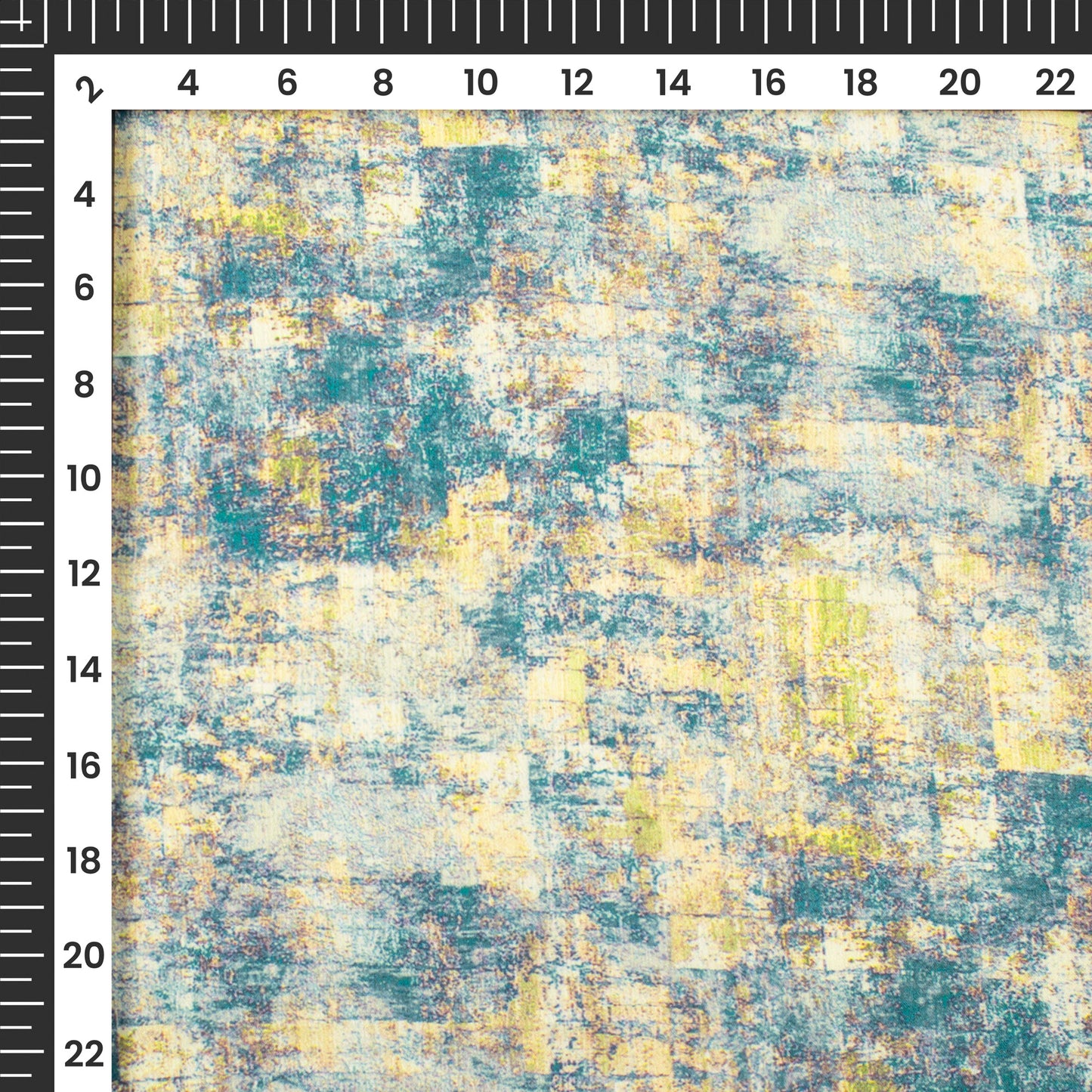 Teal Blue Abstract Tye And Dye Digital Print Chiffon Satin Fabric