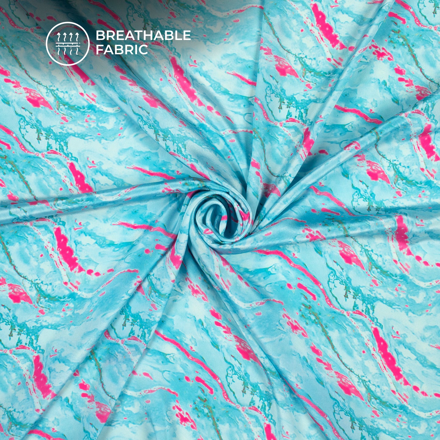 Lovely Blue Marble Digital Print Versatile Crepe Silk Fabric