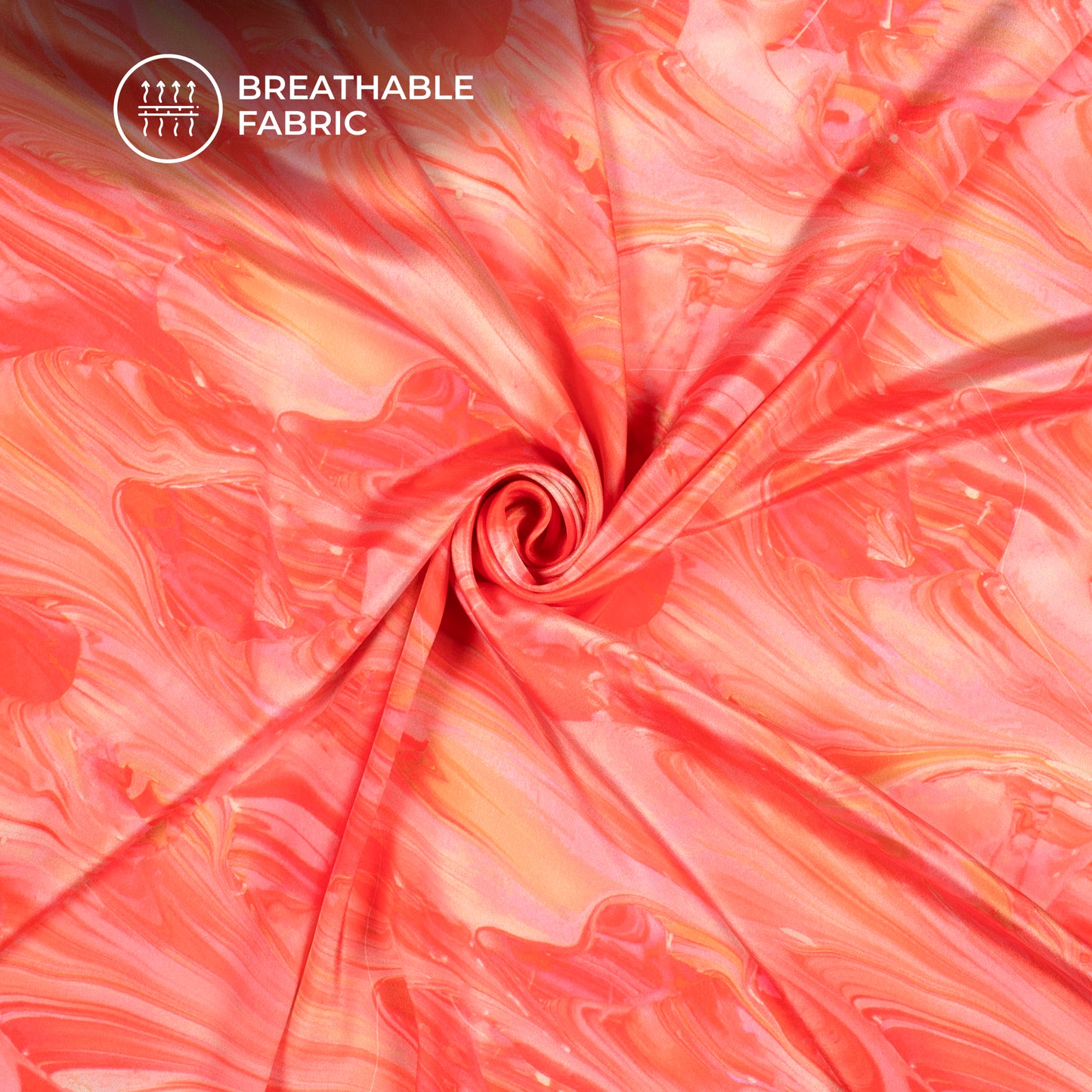 Glossy Red Marble Digital Print Versatile Crepe Silk Fabric