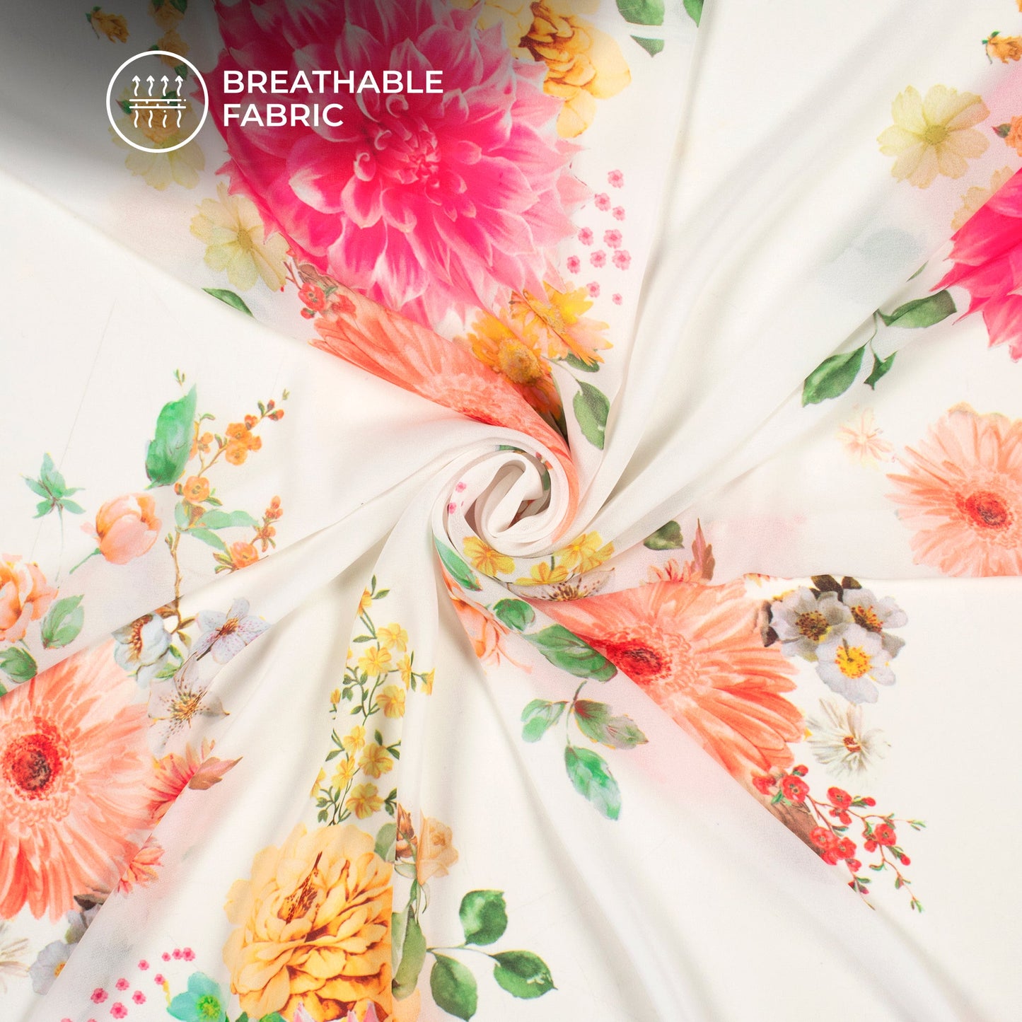 Delicate Floral Digital Print Lightweight Georgette Fabric