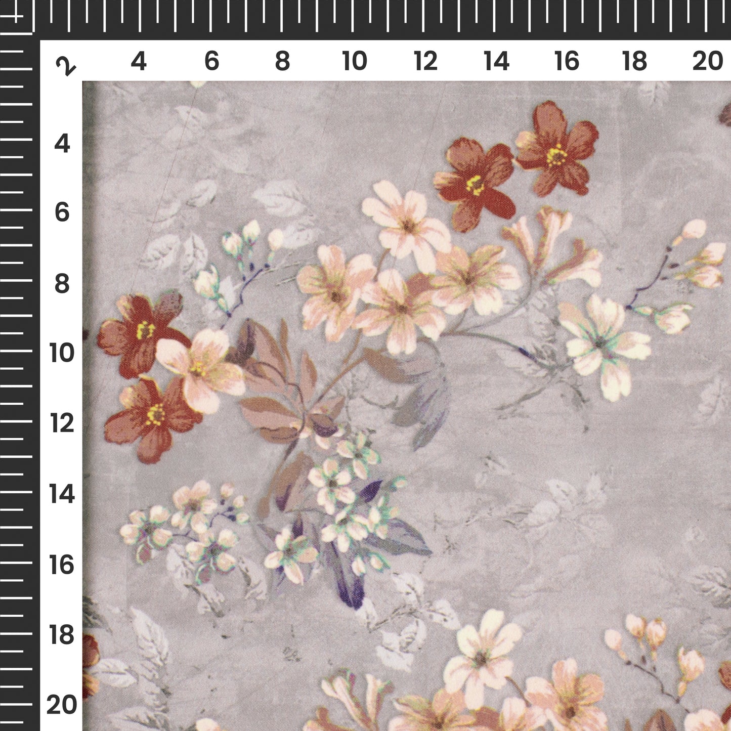 Refined Grey Floral Digital Print Lightweight Georgette Fabric