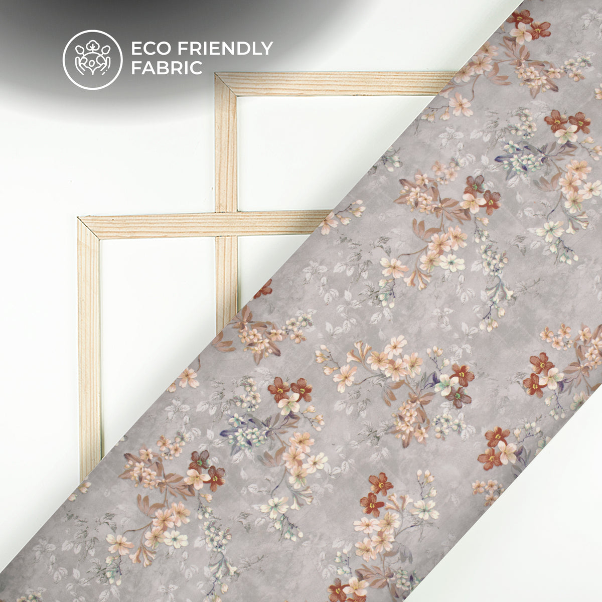 Refined Grey Floral Digital Print Lightweight Georgette Fabric