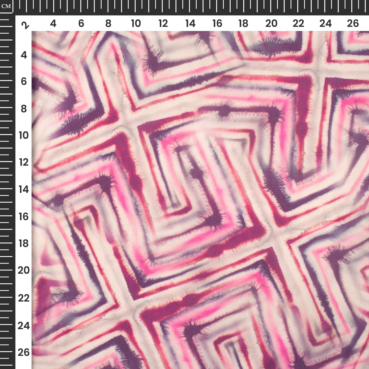 Pink Geometric Digital Print Georgette Satin Fabric