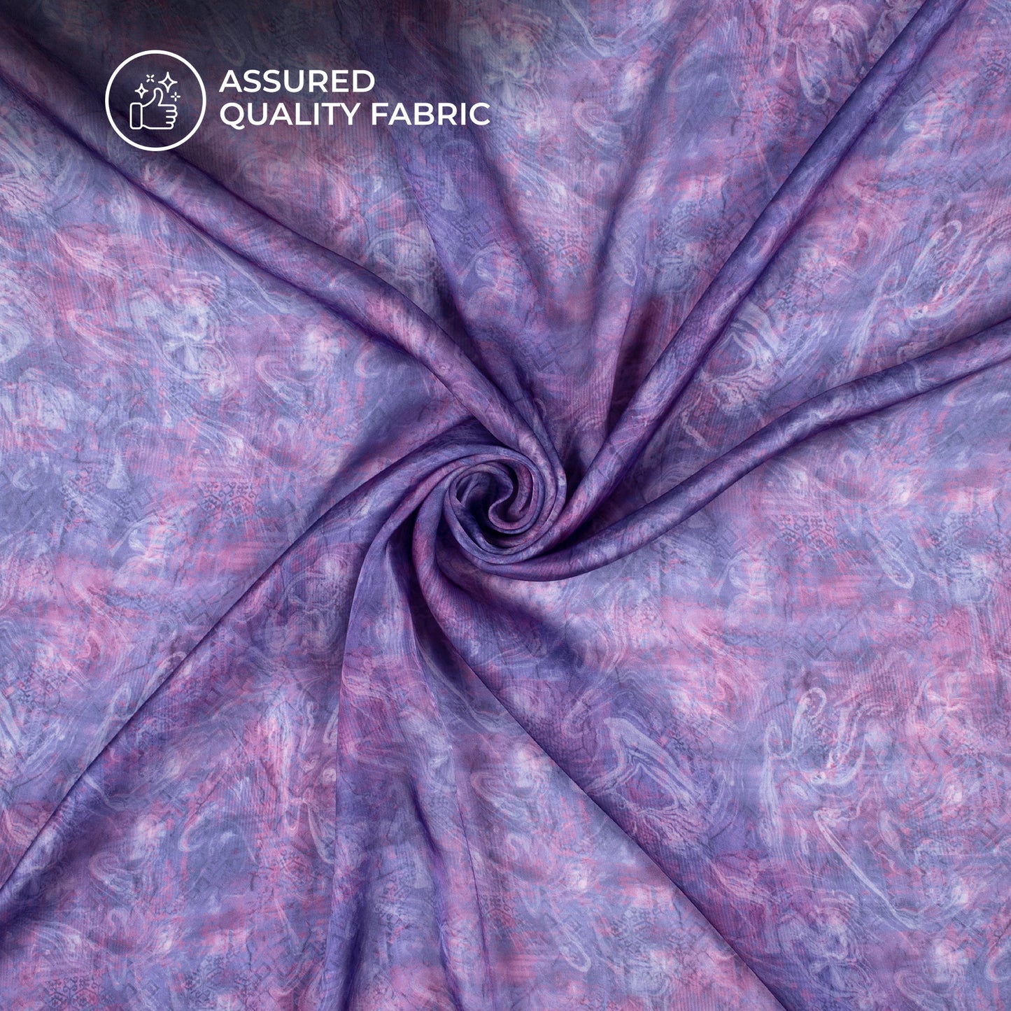 Violet Abstract Tie And Dye Digital Print Georgette Satin Fabric