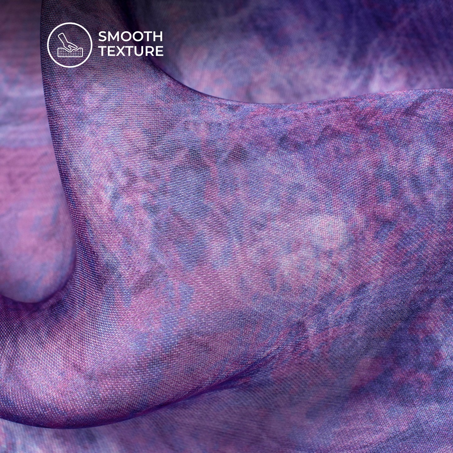 Violet Abstract Tye And Dye Digital Print Georgette Satin Fabric