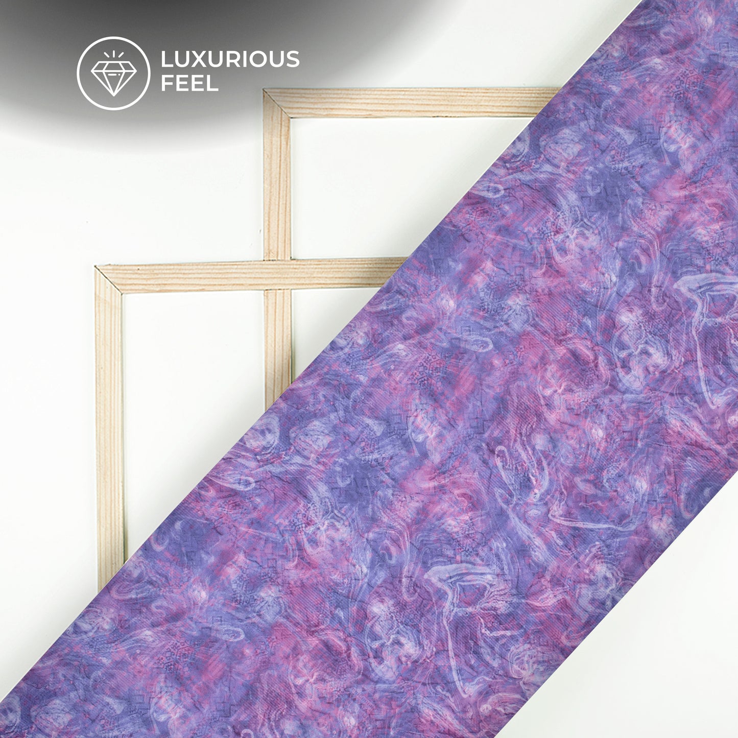 Violet Abstract Tye And Dye Digital Print Georgette Satin Fabric