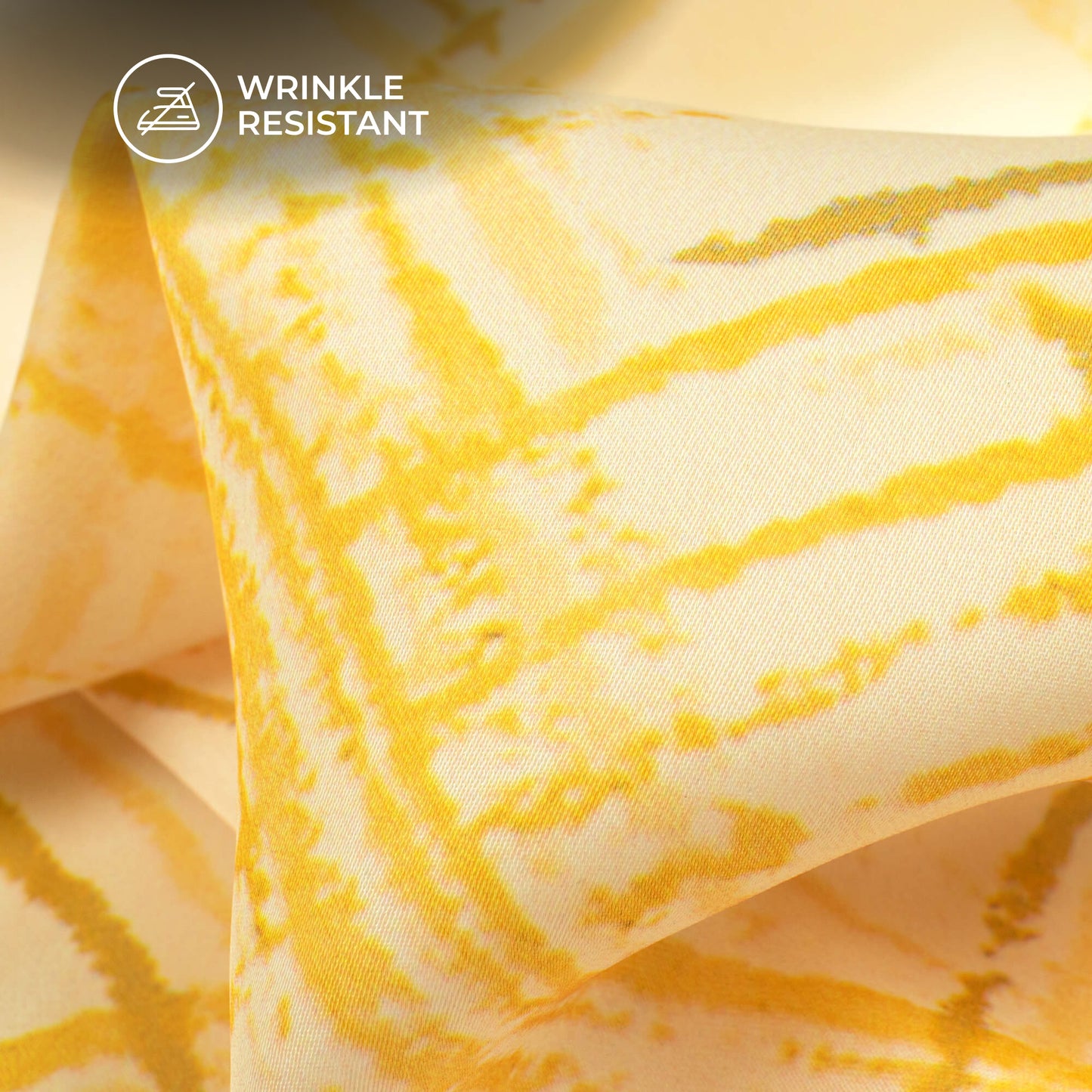 Yellow Checks Digital Print Imported Satin Fabric