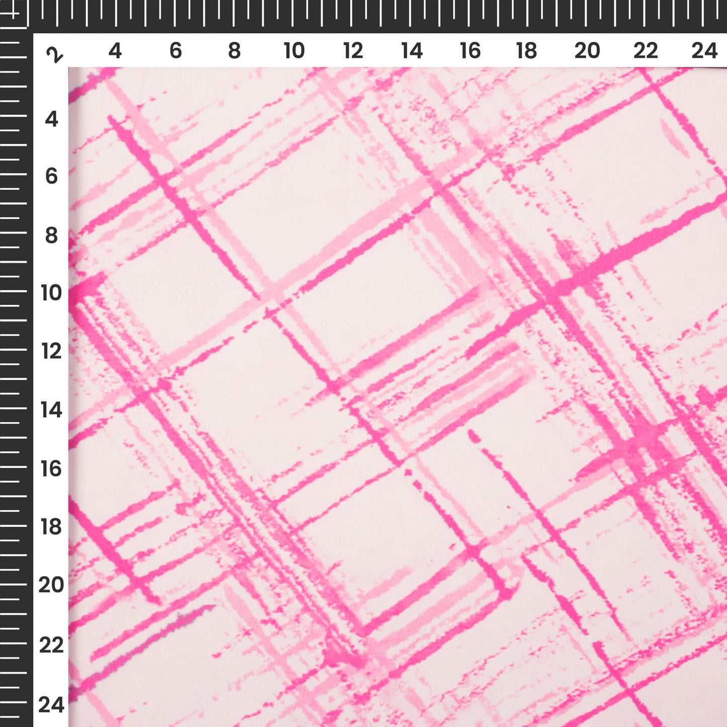 Fuscia Pink Checks Digital Print Imported Satin Fabric