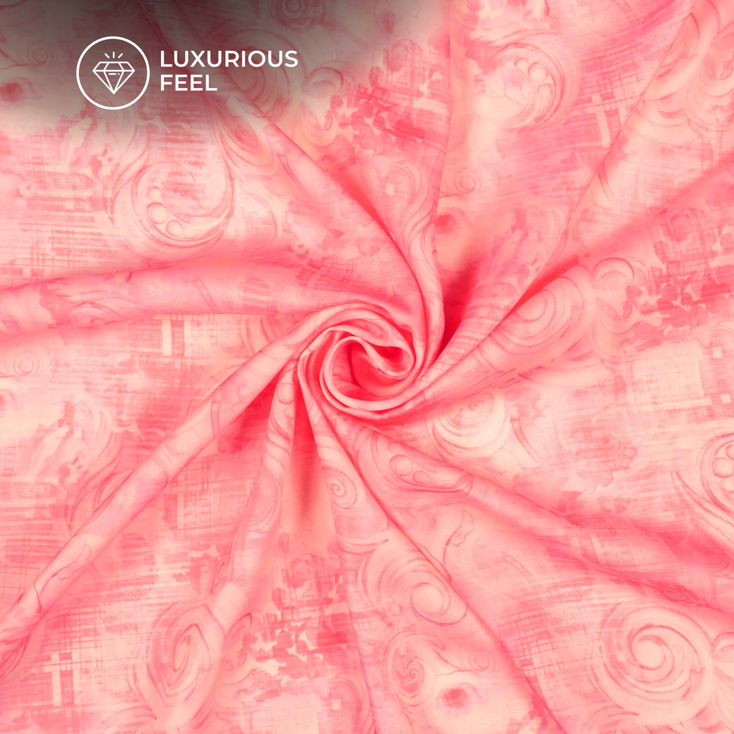 Pink Floral Digital Print Imported Satin Fabric