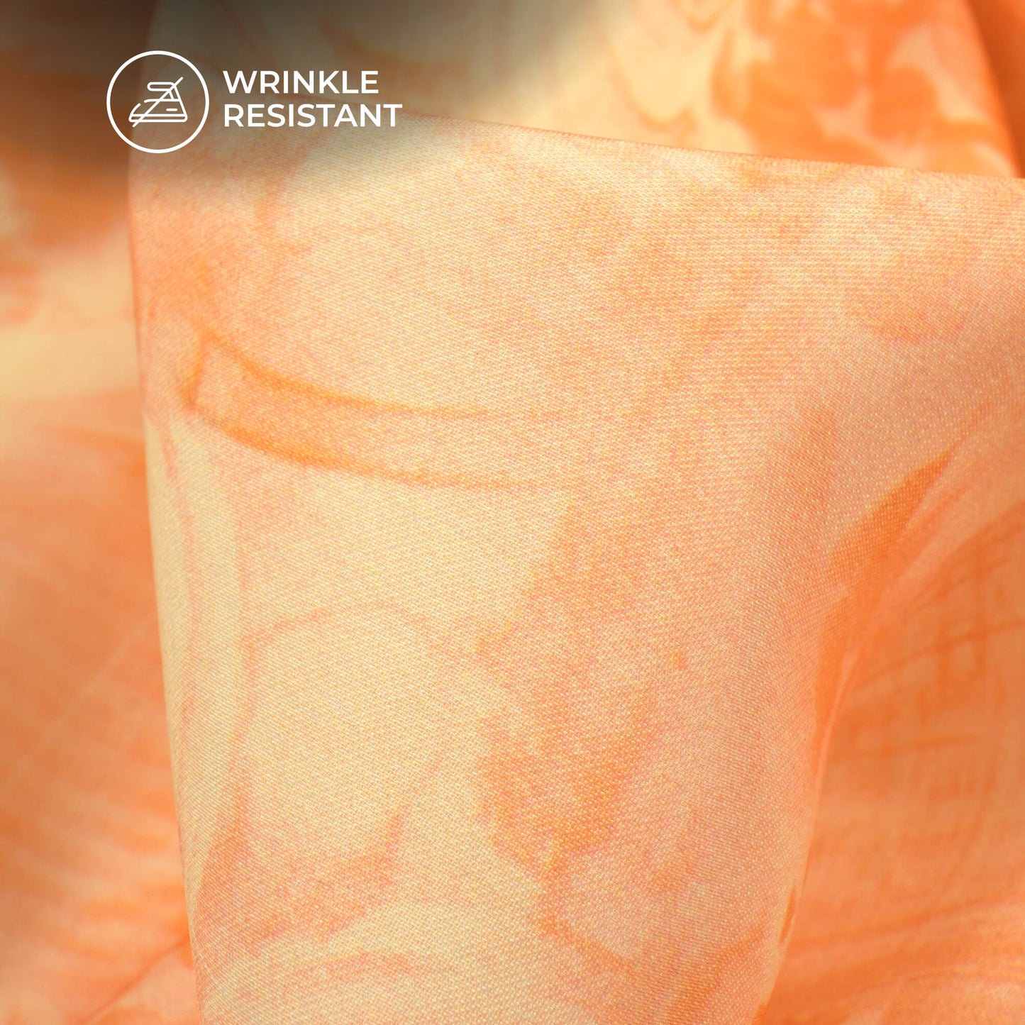 Pastel Peach Floral Digital Print Imported Satin Fabric