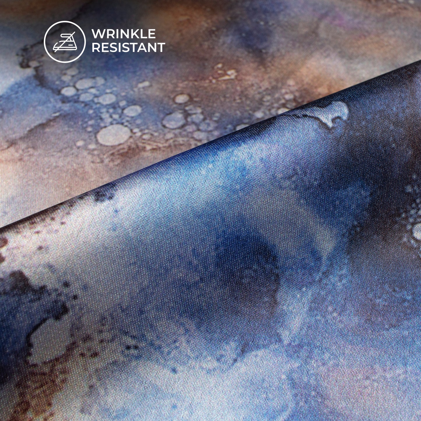 Blue Tye And Dye Digital Print Japan Satin Fabric