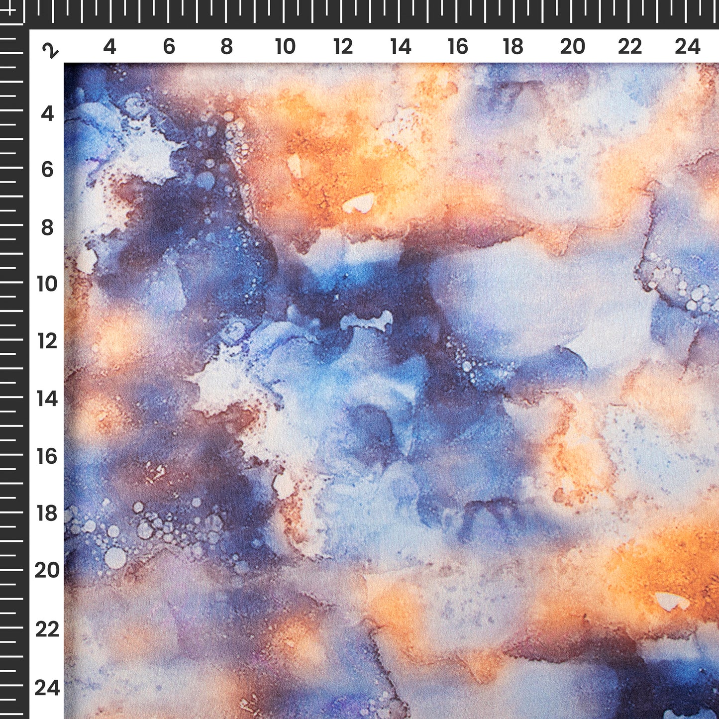 Blue Tye And Dye Digital Print Japan Satin Fabric