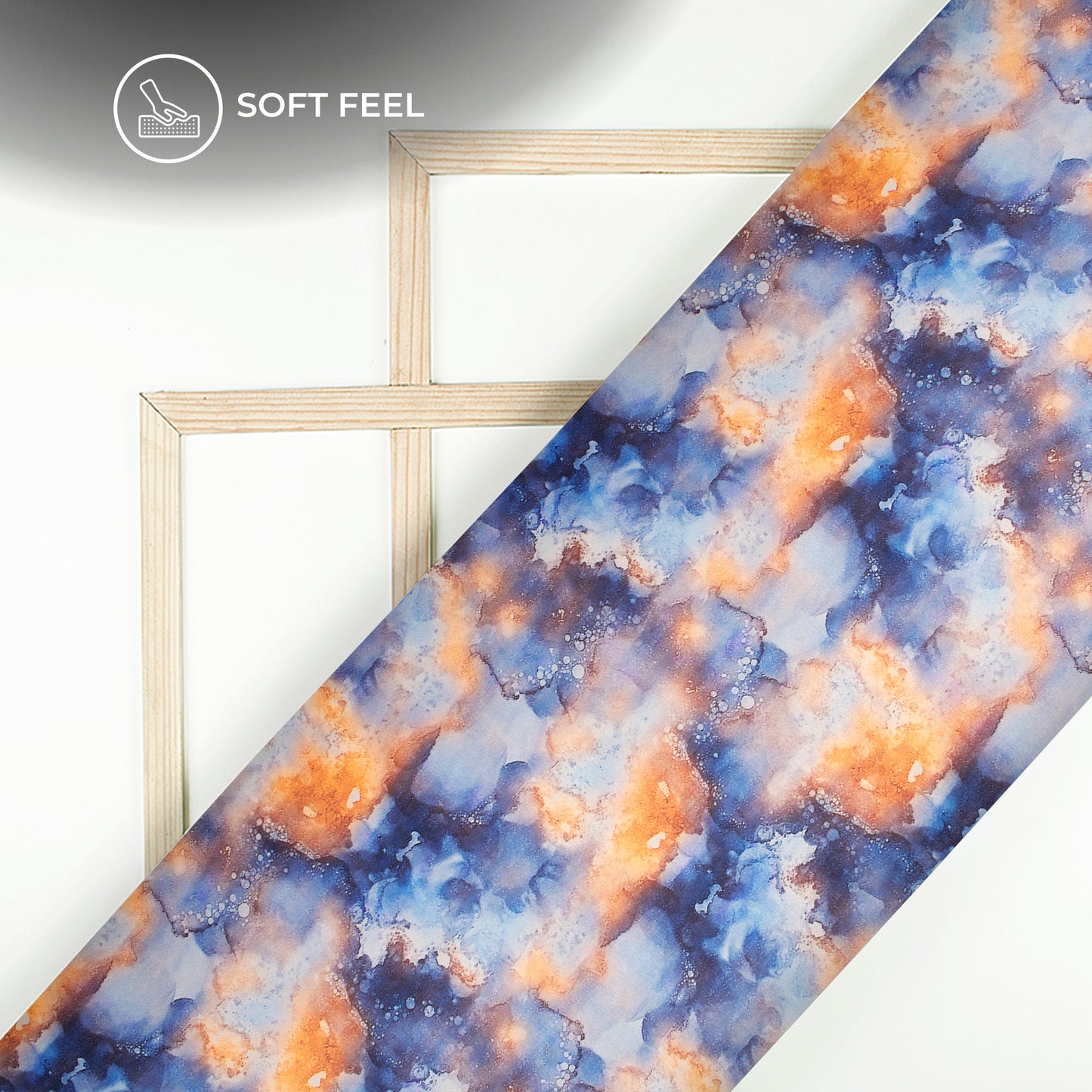 Blue Tye And Dye Digital Print Japan Satin Fabric