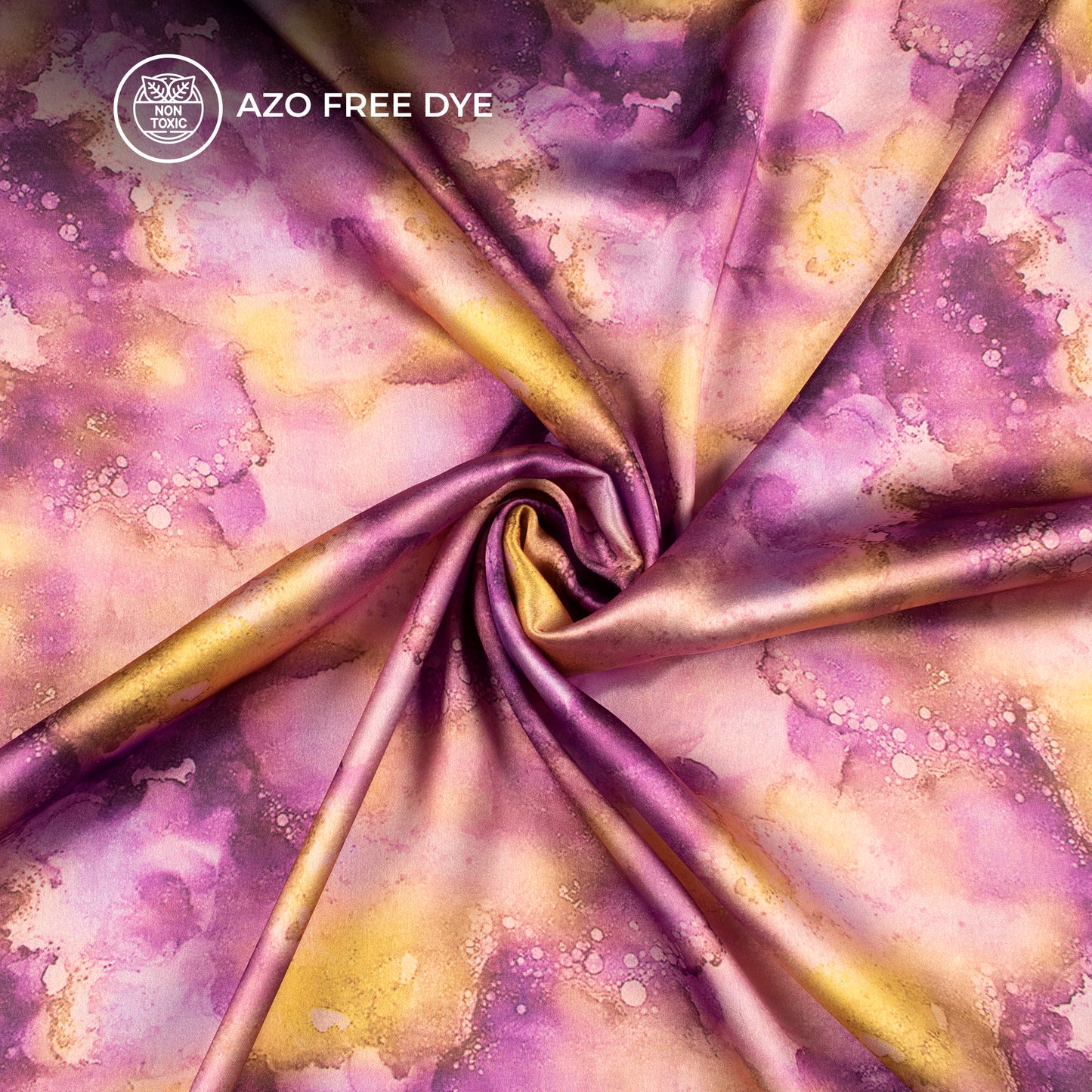 Mauve Purple Tye And Dye Digital Print Japan Satin Fabric