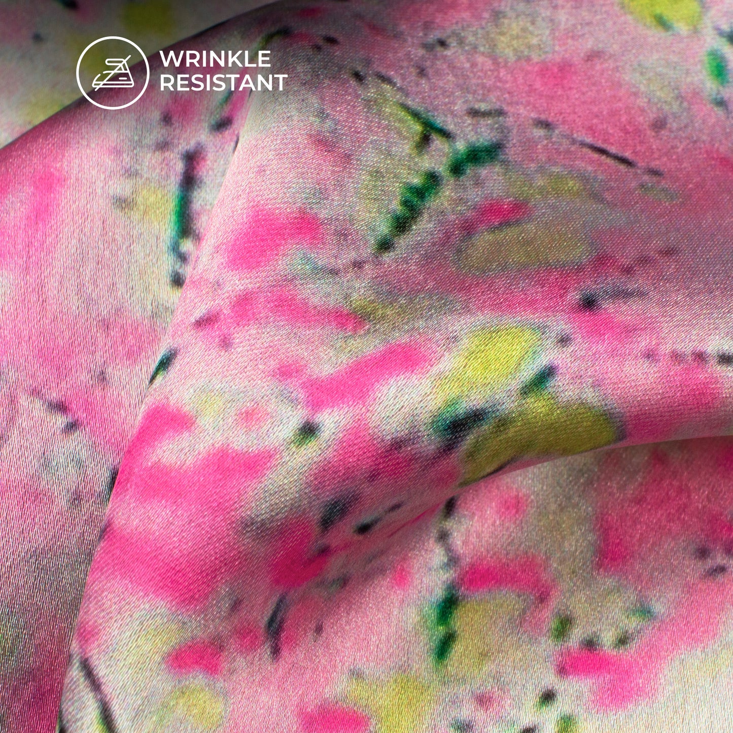 Fuscia Pink Tye And Dye Digital Print Japan Satin Fabric