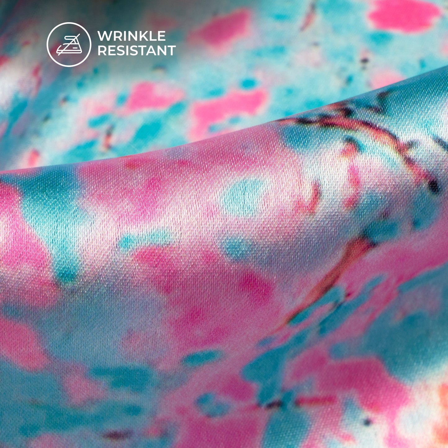 Sky Blue Tye And Dye Digital Print Japan Satin Fabric
