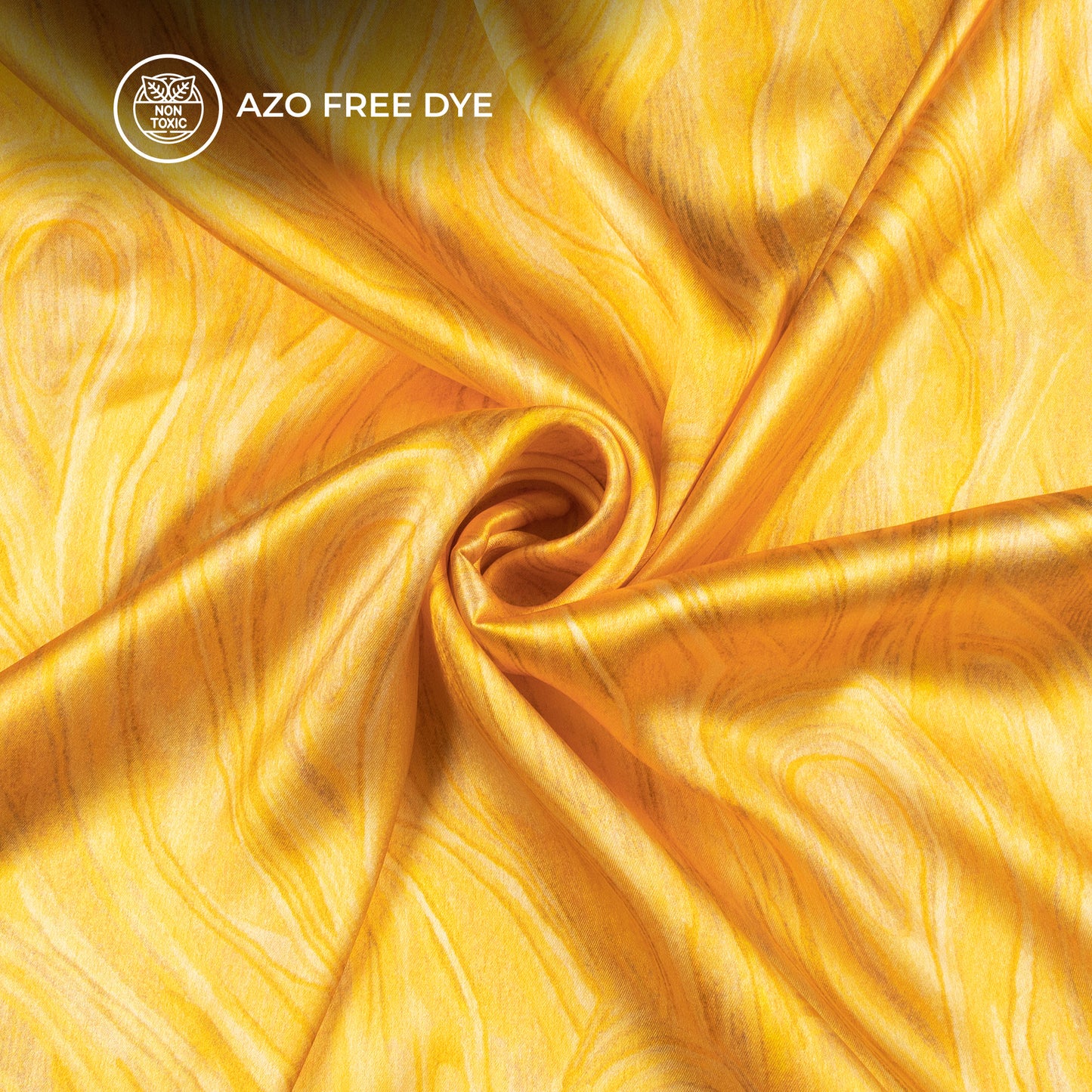 Gold Yellow Abstract Digital Print Japan Satin Fabric