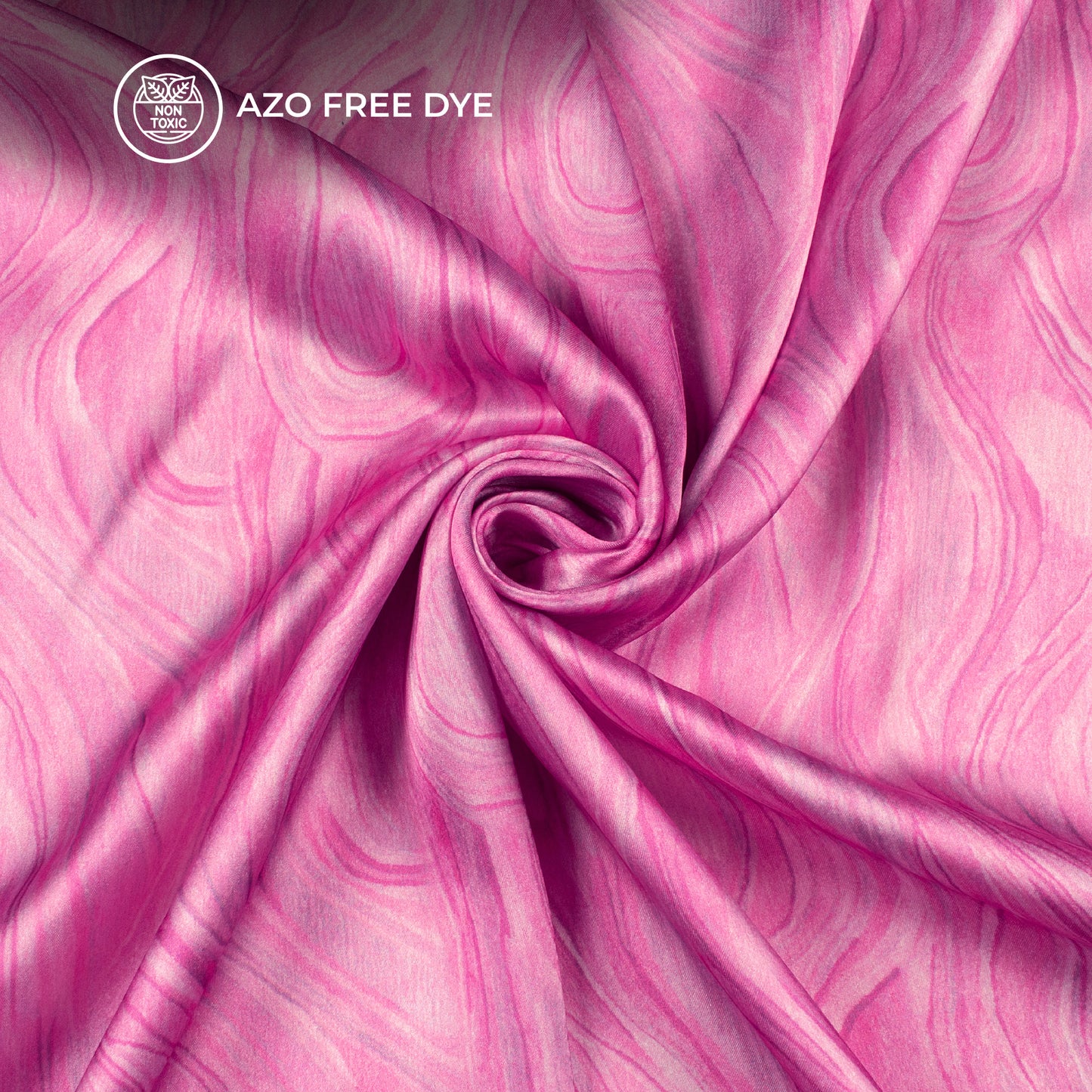 Fuscia Pink Abstract Digital Print Japan Satin Fabric