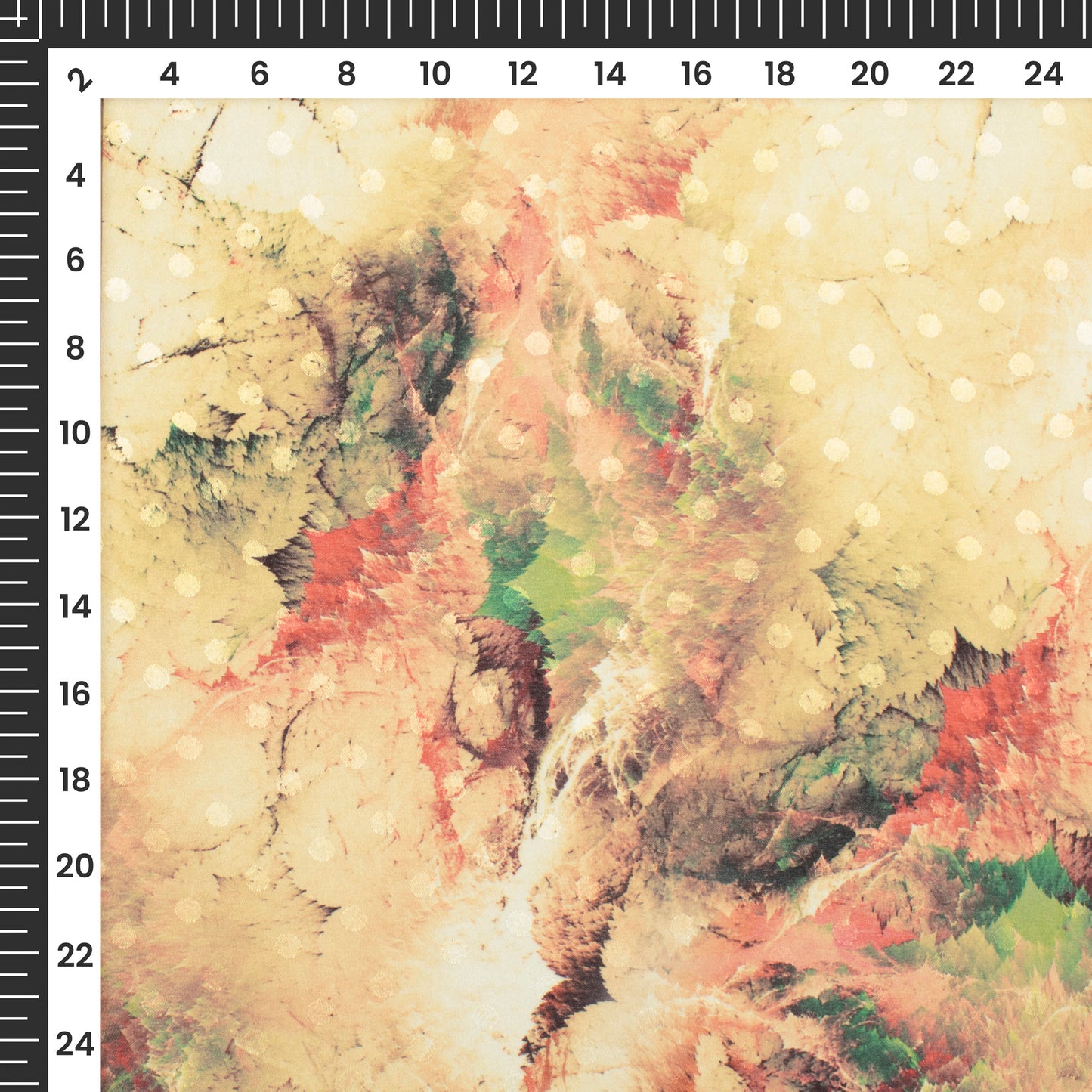 Tan Brown Tye And Dye Digital Print Jacquard Booti Japan Satin Fabric (Width 56 Inches)