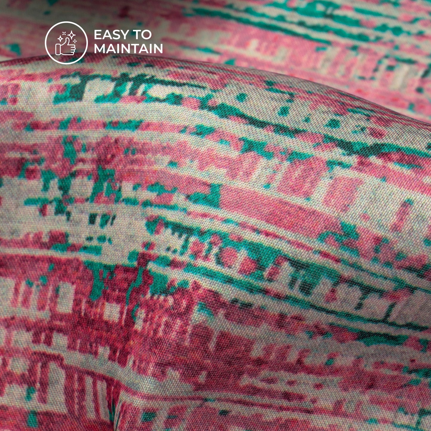 Watermelon Pink Abstract Digital Print Modal Satin Fabric