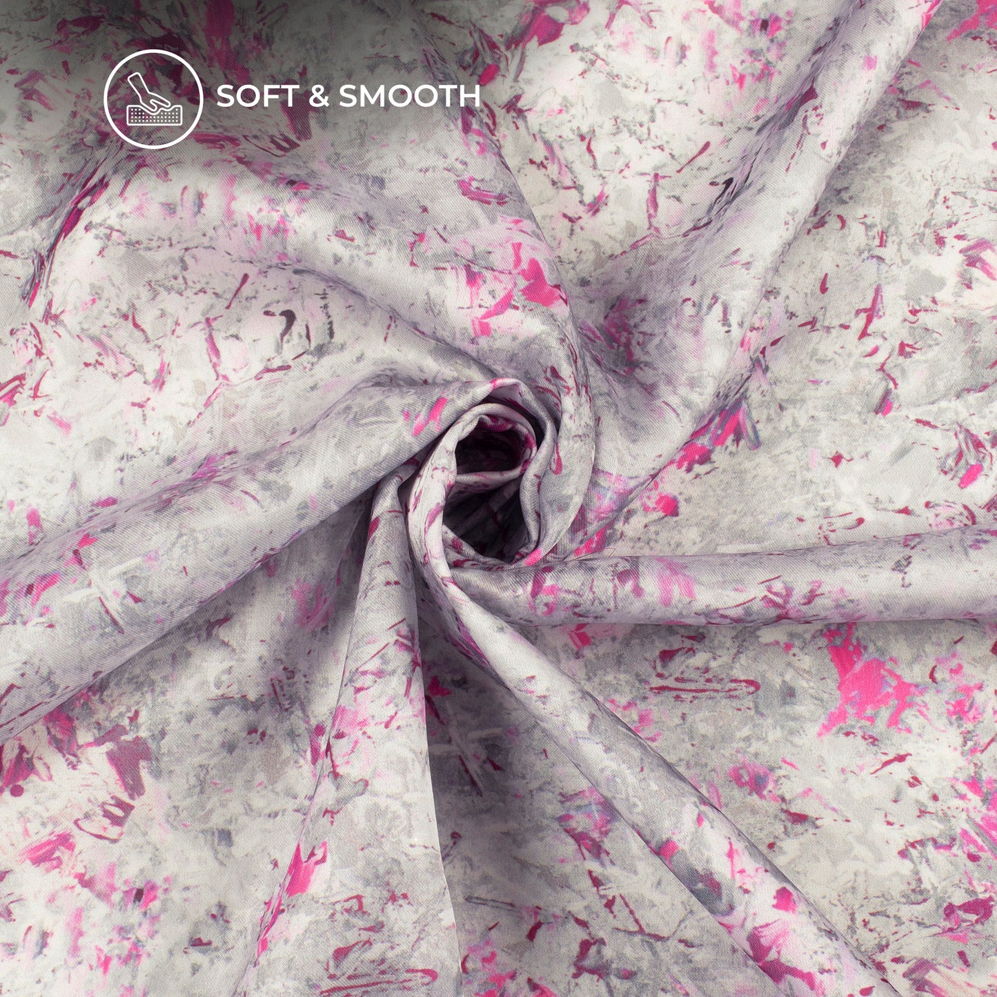 Silver Gray Floral Digital Print Modal Satin Fabric