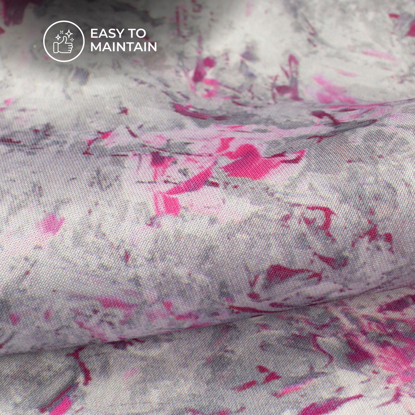 Silver Gray Floral Digital Print Modal Satin Fabric