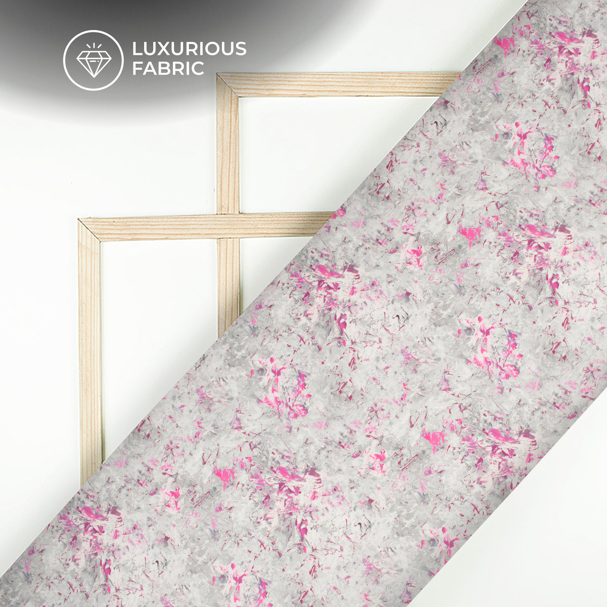 Silver Gray Floral Digital Print Modal Satin Fabric