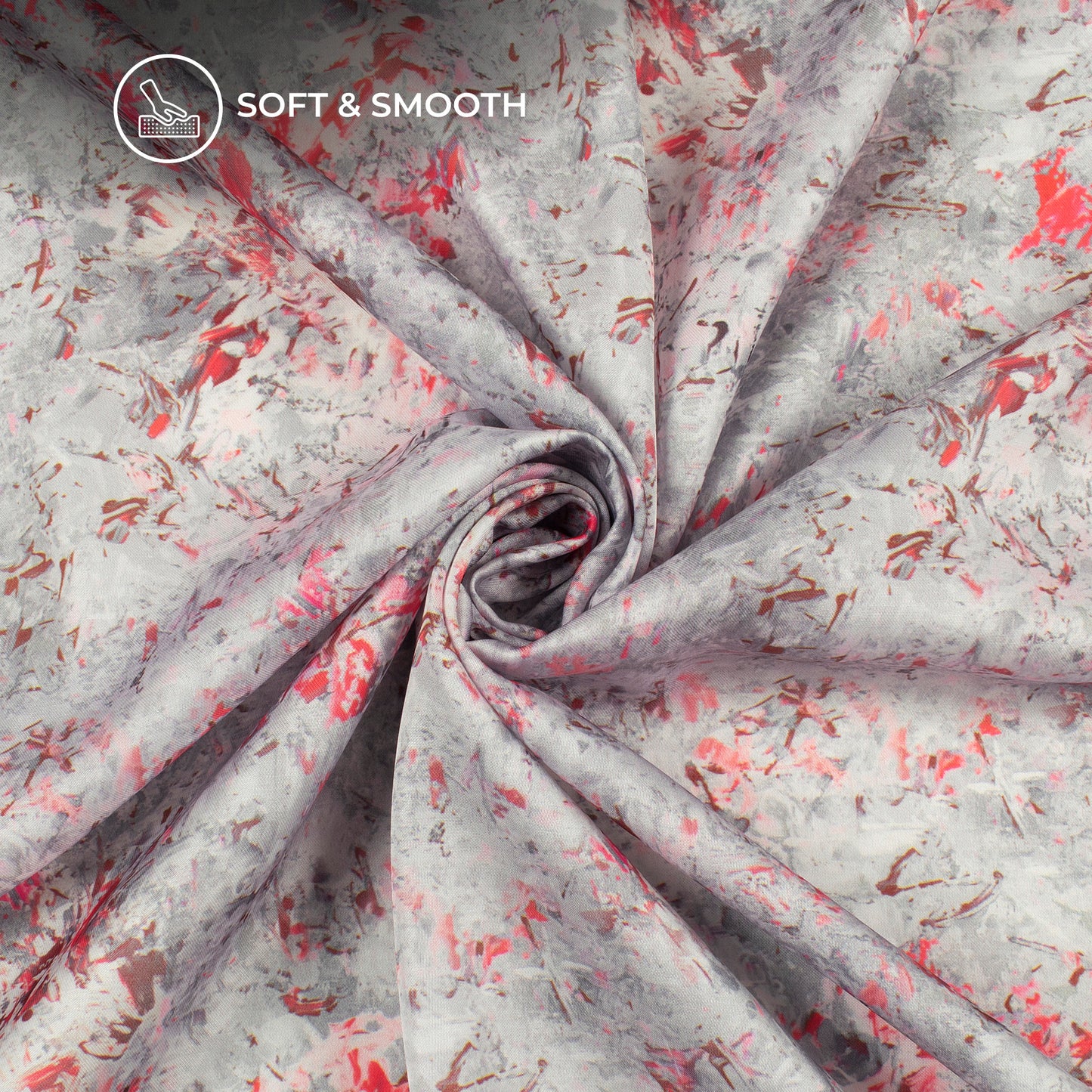 Gray Floral Digital Print Modal Satin Fabric
