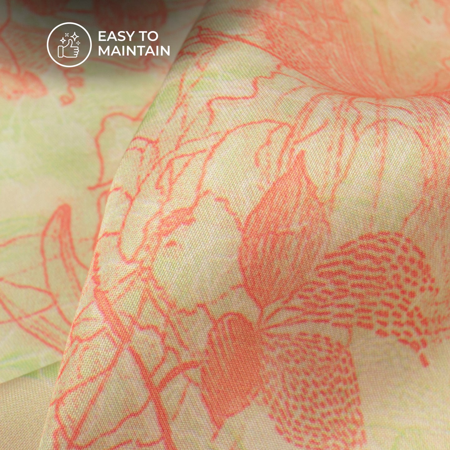 Peach Pink Floral Digital Print Modal Satin Fabric