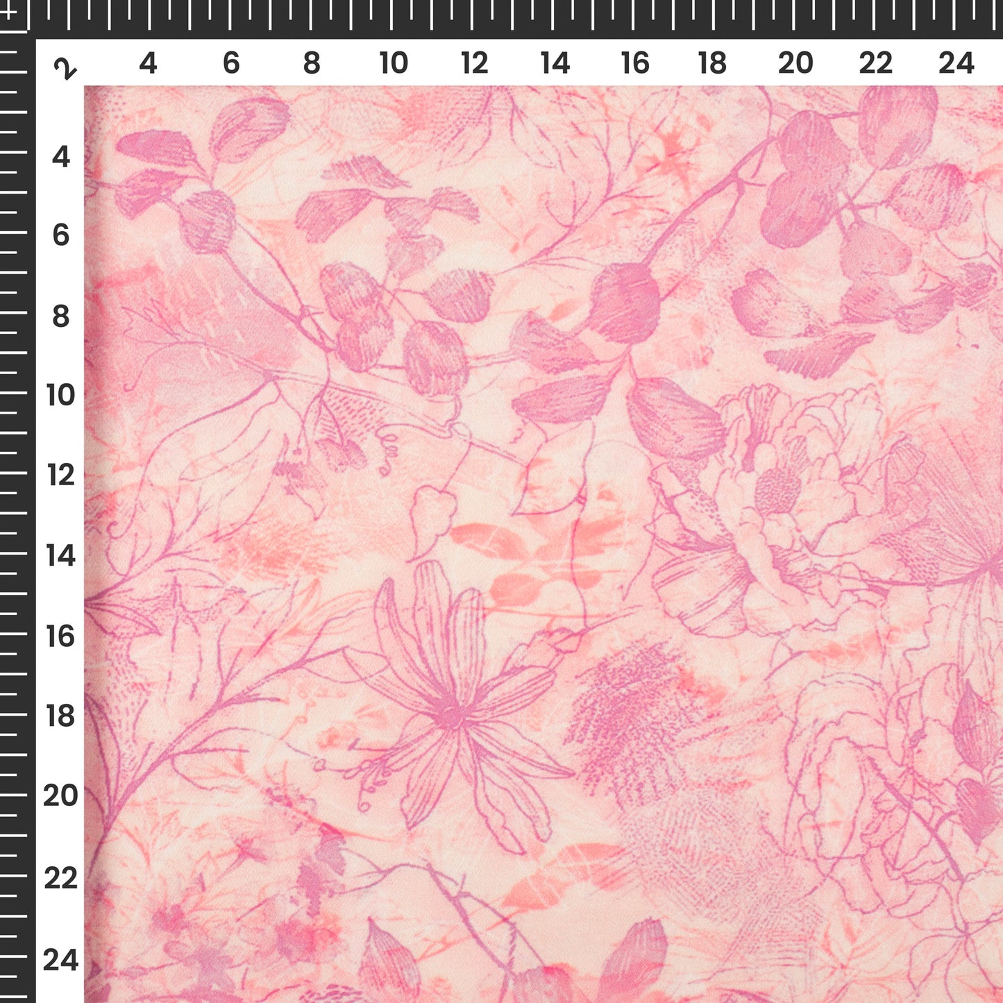 Blush Pink Floral Digital Print Modal Satin Fabric