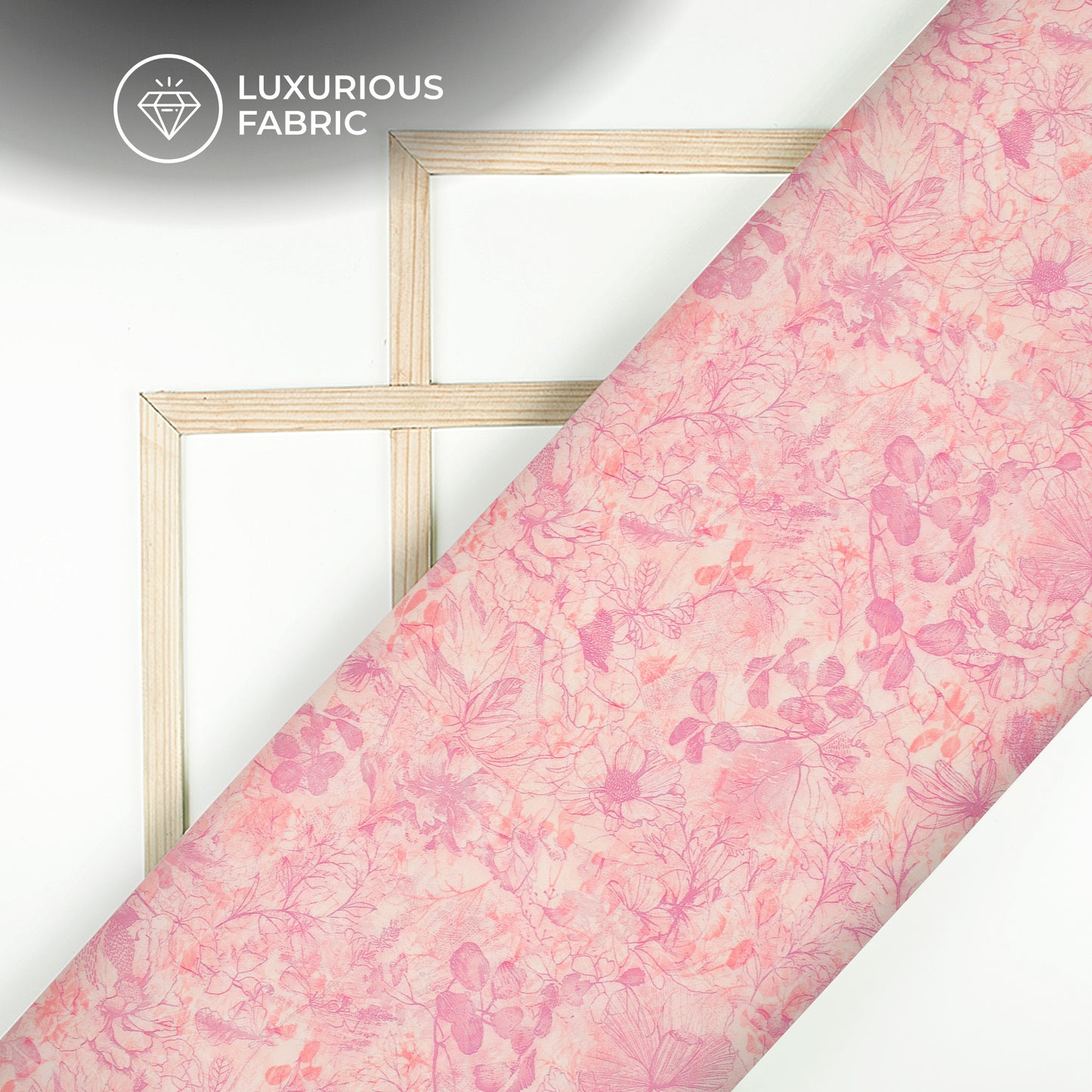 Blush Pink Floral Digital Print Modal Satin Fabric