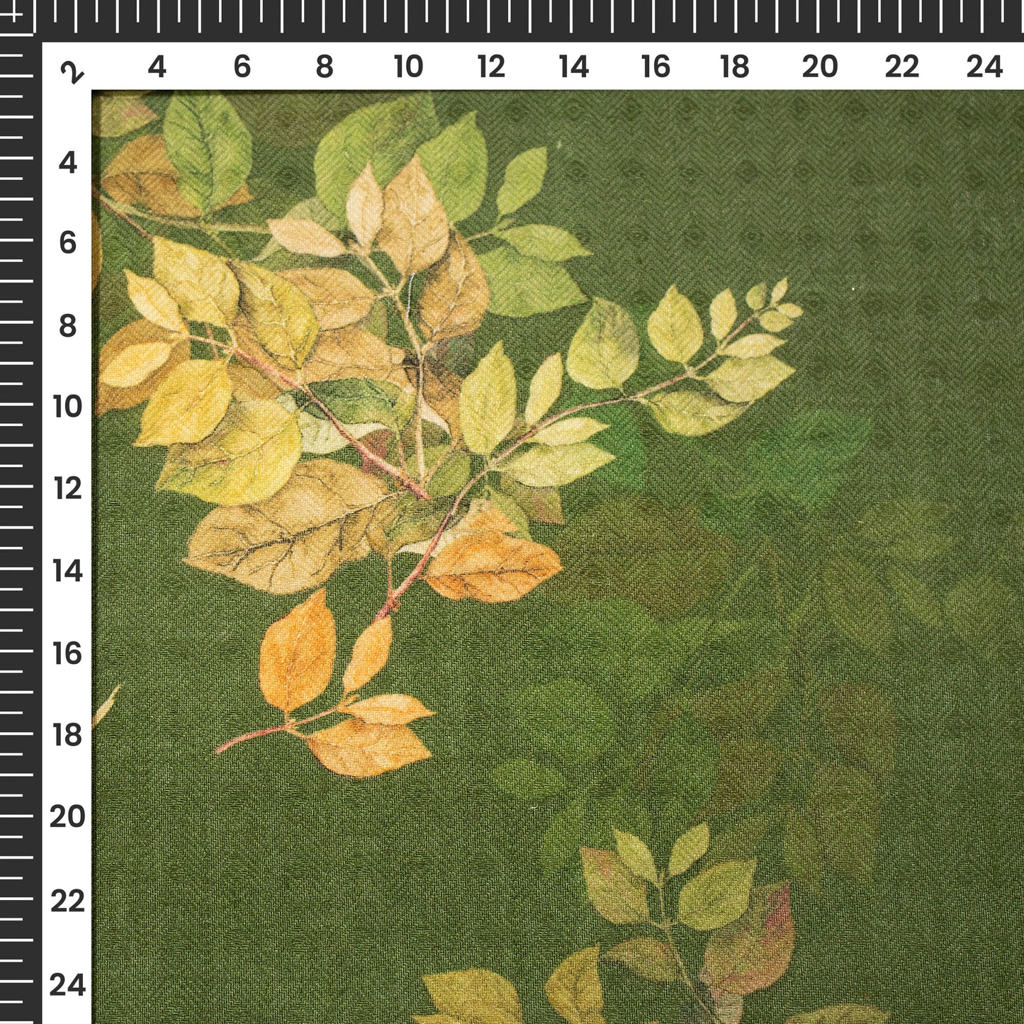 Forest Green Floral Digital Print Blend Pashmina Fabric