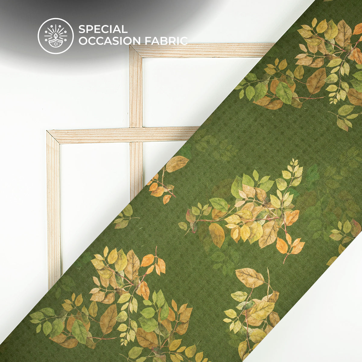 Forest Green Floral Digital Print Blend Pashmina Fabric