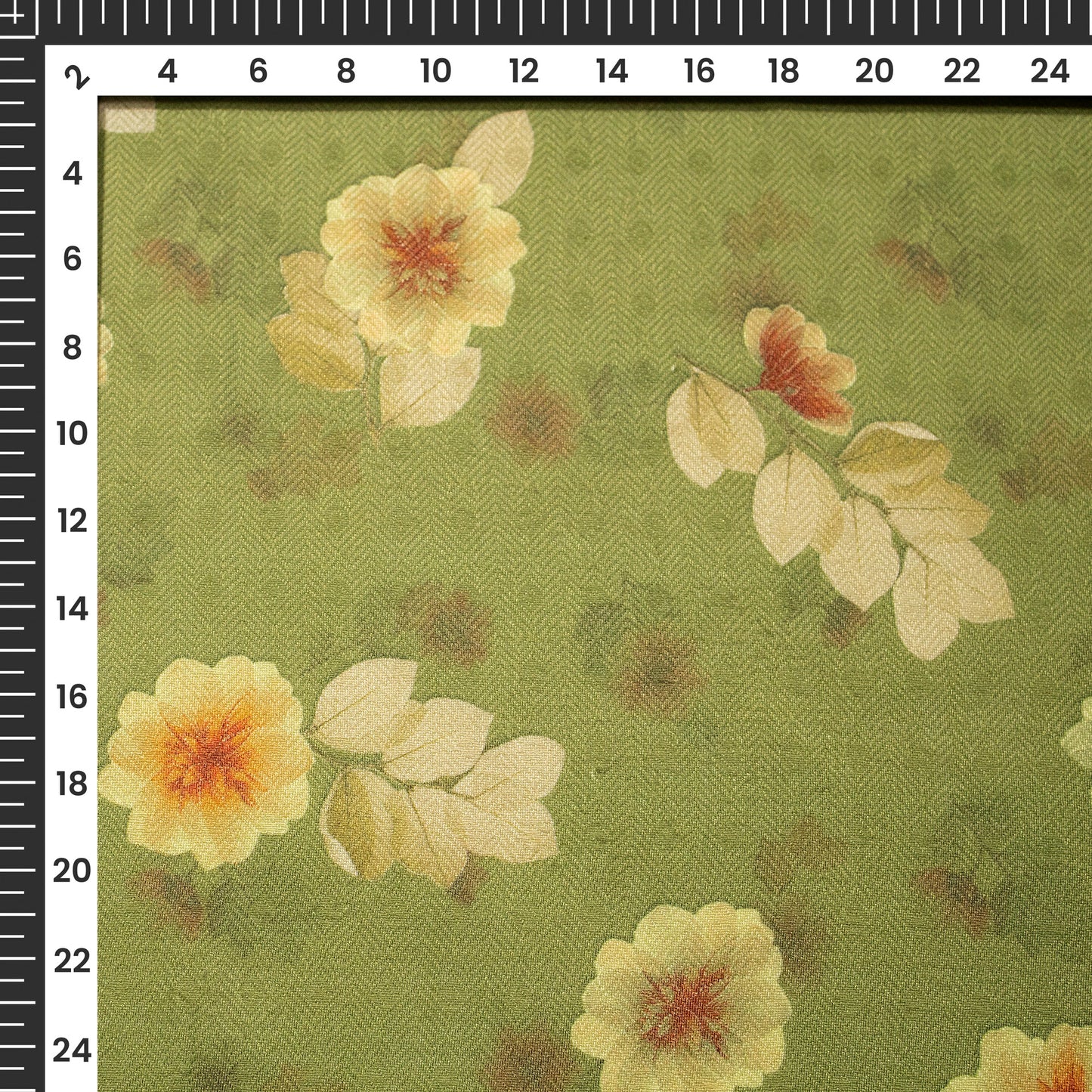 Apple Green Floral Digital Print Blend Pashmina Fabric